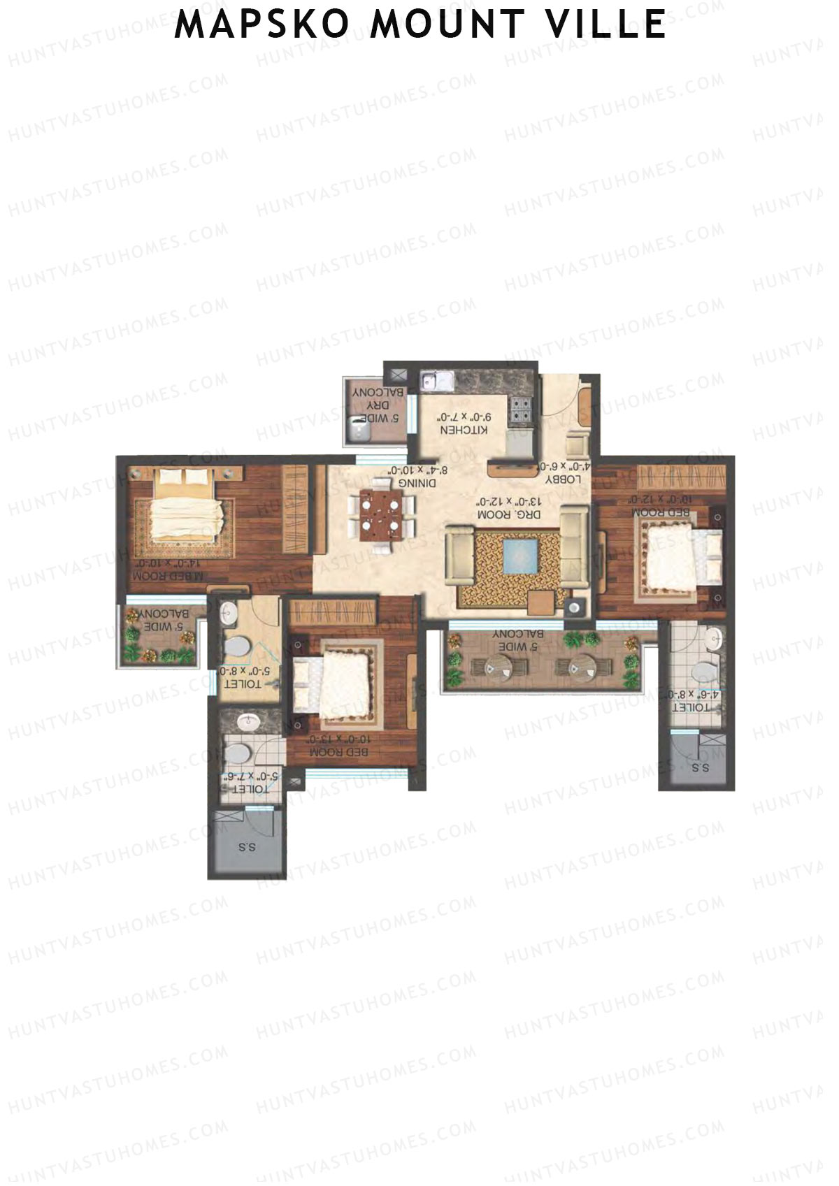 Mapsko Mount Ville Block C Unit 4 (Type 1) Floor Plan