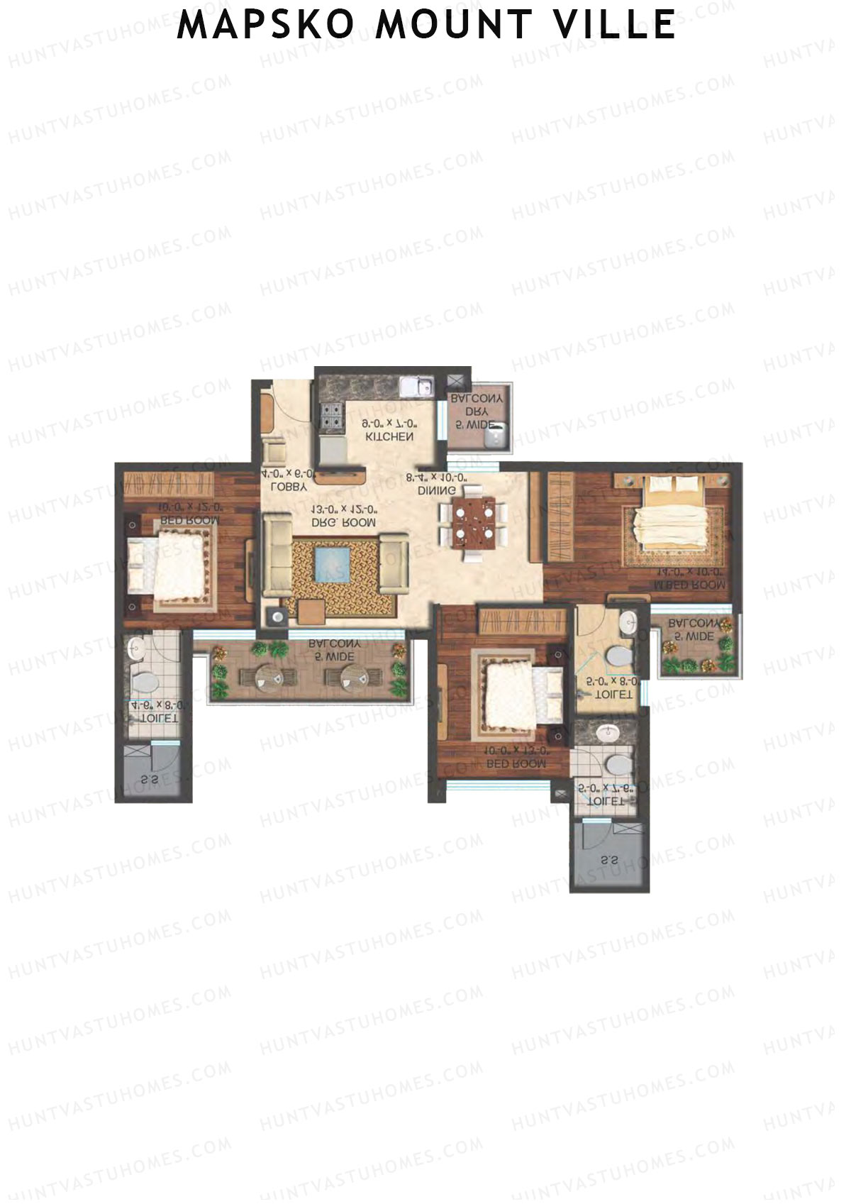 Mapsko Mount Ville Block F Unit 1 (Type 1) Floor Plan