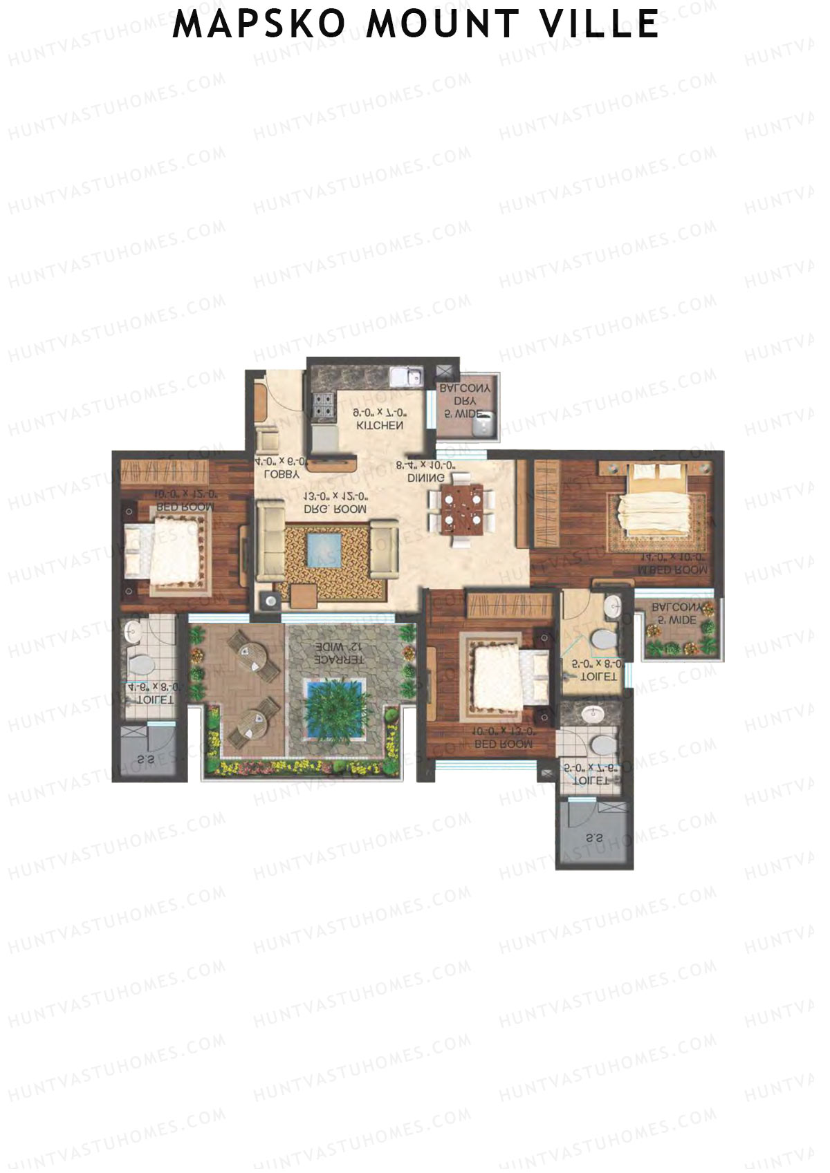 Mapsko Mount Ville Block F Unit 1 (Type 1) Floor Plan