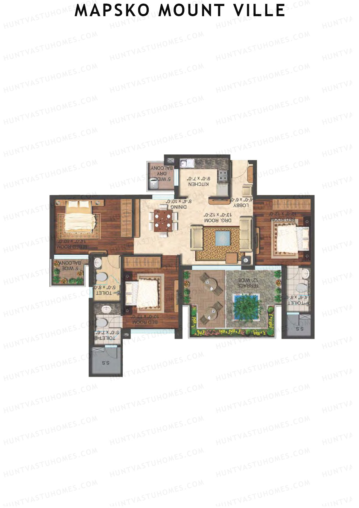 Mapsko Mount Ville Block F Unit 2 (Type 1) Floor Plan