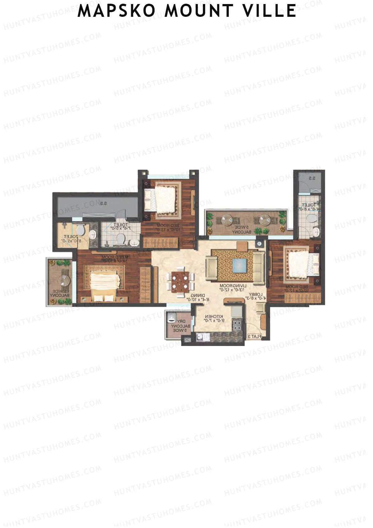 Mapsko Mount Ville Block G Unit 3 (Type 2A) Floor Plan