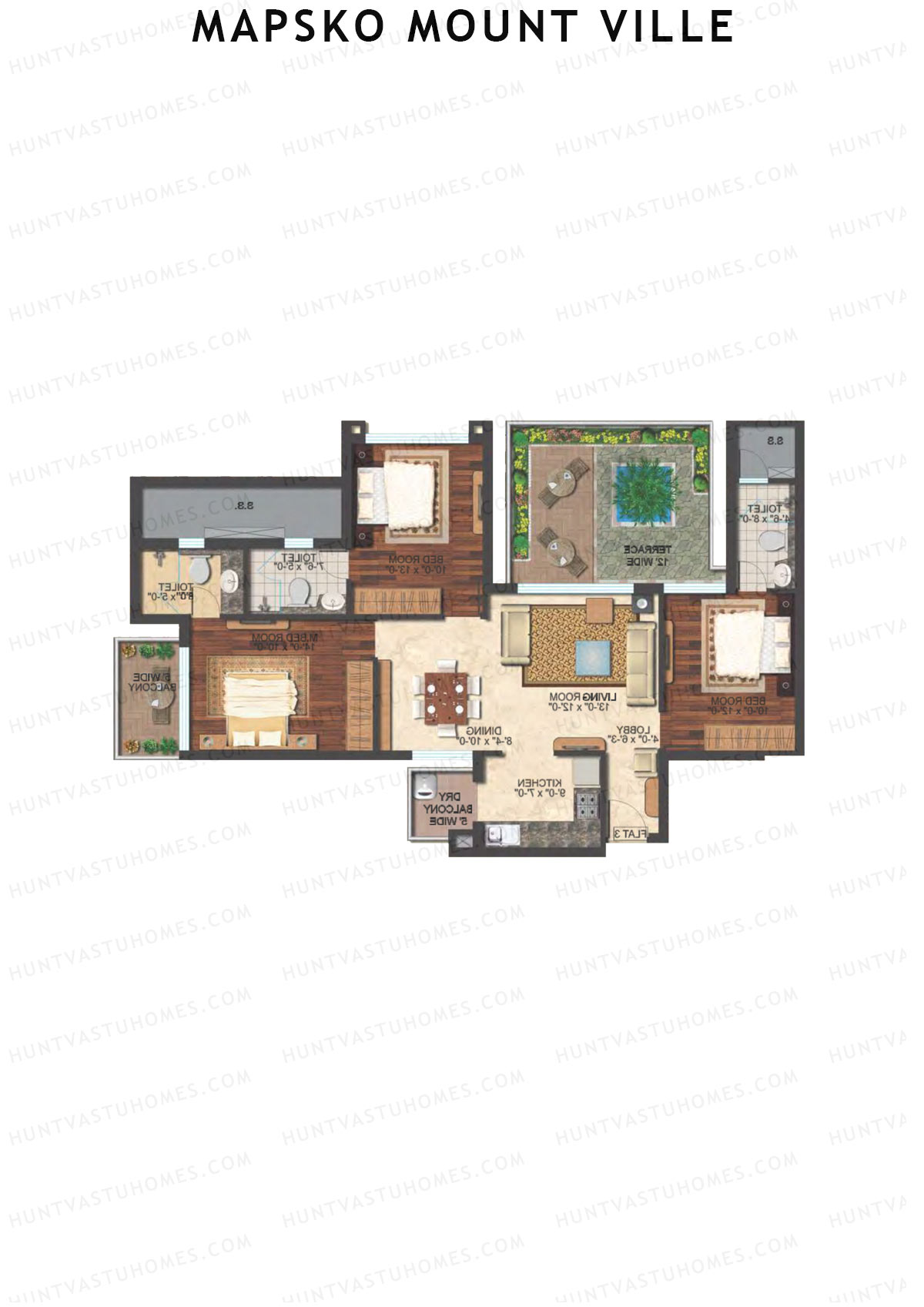 Mapsko Mount Ville Block G Unit 3 (Type 2A) Floor Plan