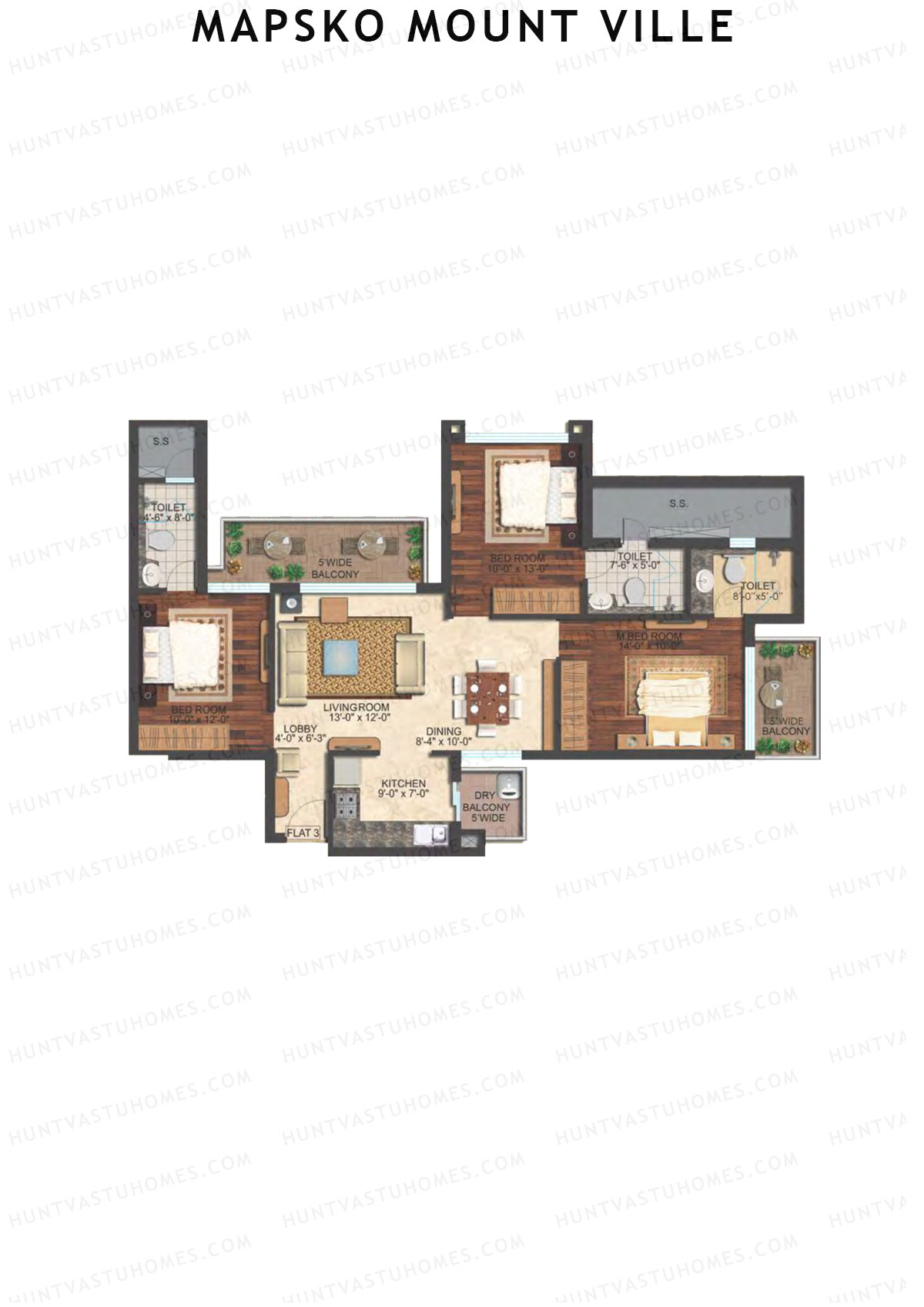Mapsko Mount Ville Block G Unit 4 (Type 2A) Floor Plan