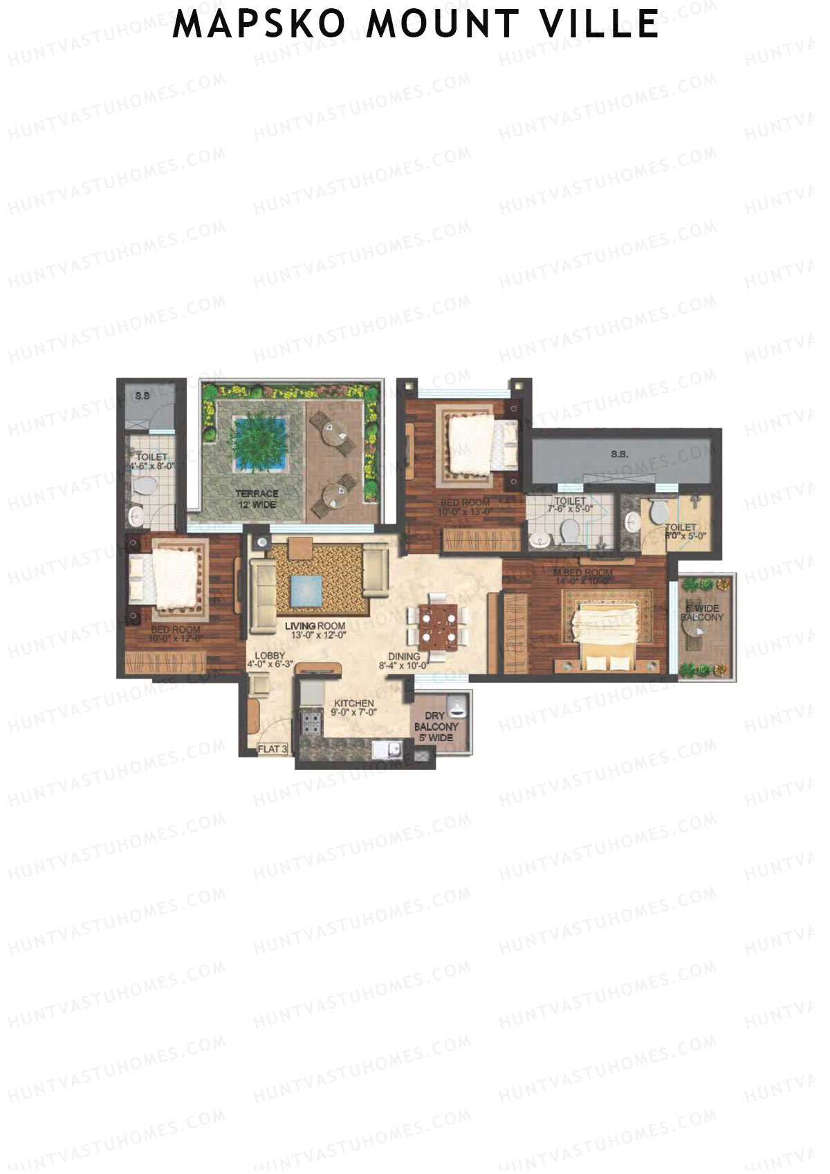 Mapsko Mount Ville Block G Unit 4 (Type 2A) Floor Plan