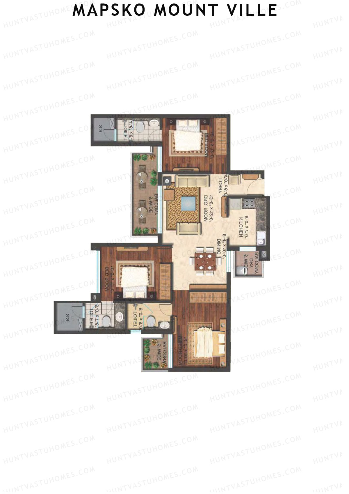 Mapsko Mount Ville Block H Unit 1 (Type 1) Floor Plan