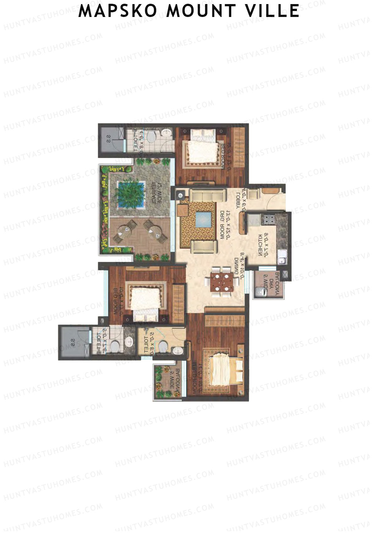 Mapsko Mount Ville Block H Unit 1 (Type 1) Floor Plan