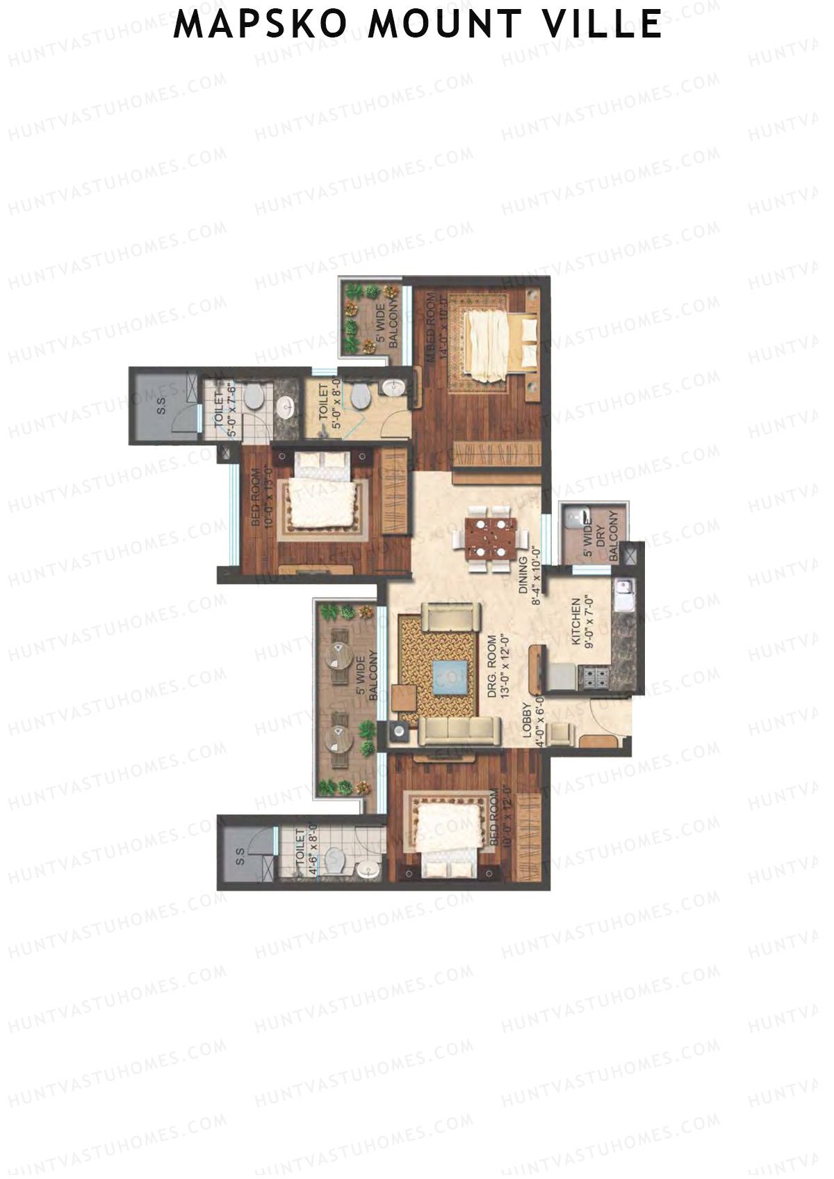 Mapsko Mount Ville Block H Unit 2 (Type 1) Floor Plan