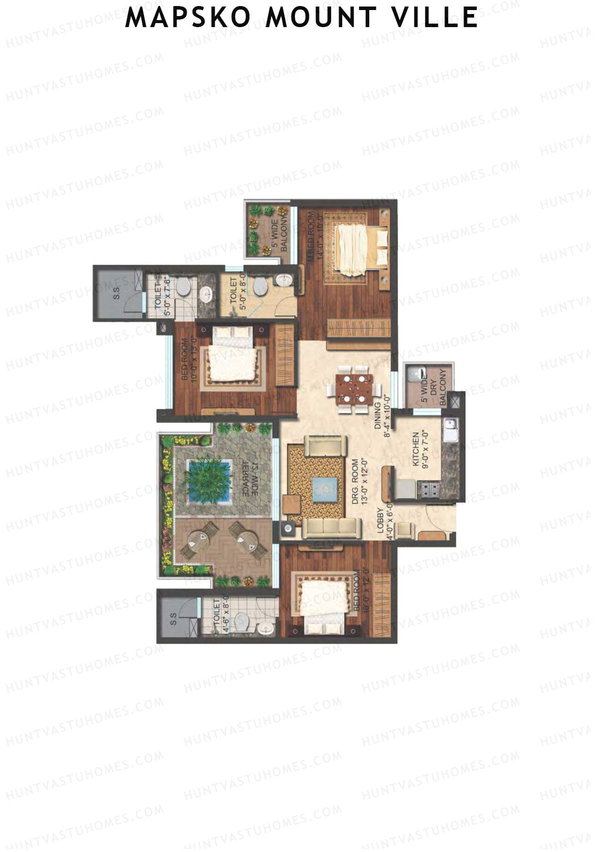 Mapsko Mount Ville Block H Unit 2 (Type 1) Floor Plan