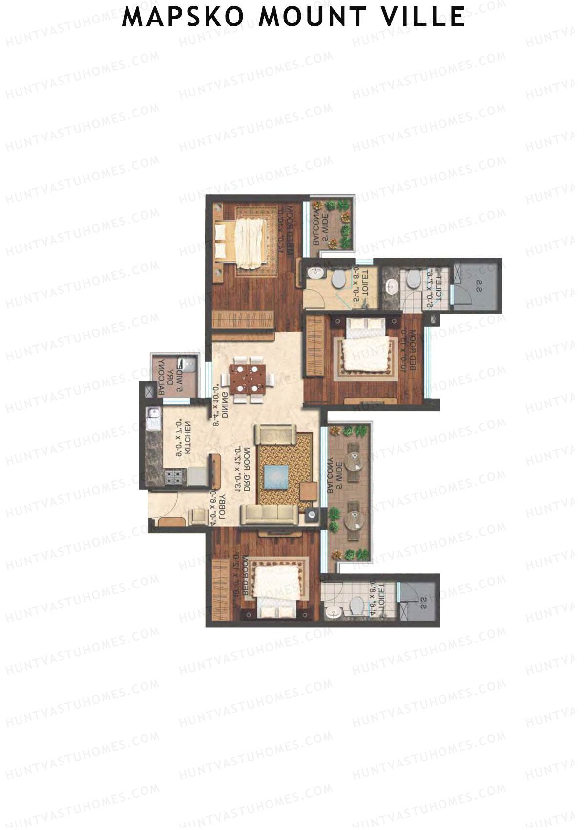 Mapsko Mount Ville Block H Unit 3 (Type 1) Floor Plan