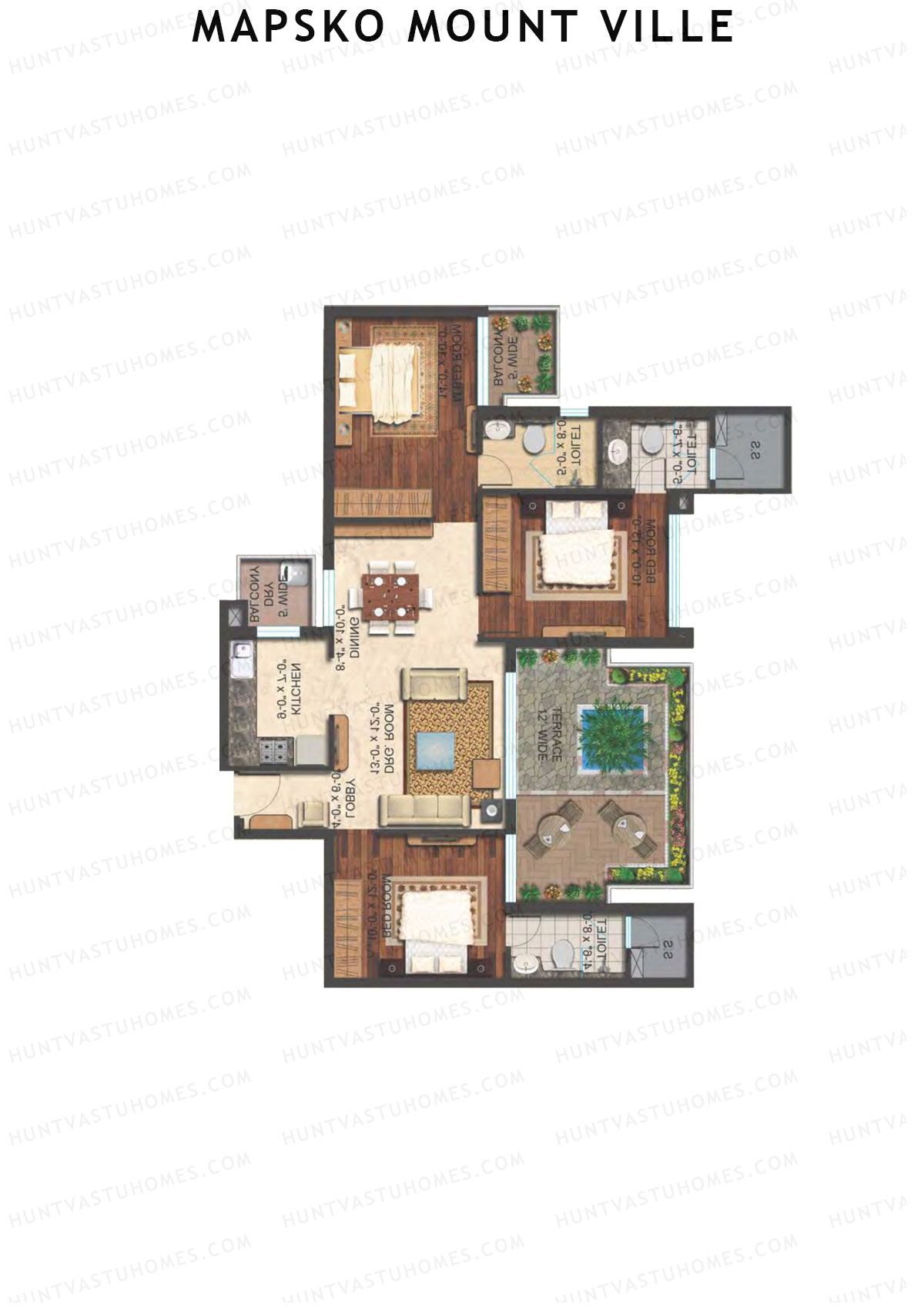 Mapsko Mount Ville Block H Unit 3 (Type 1) Floor Plan