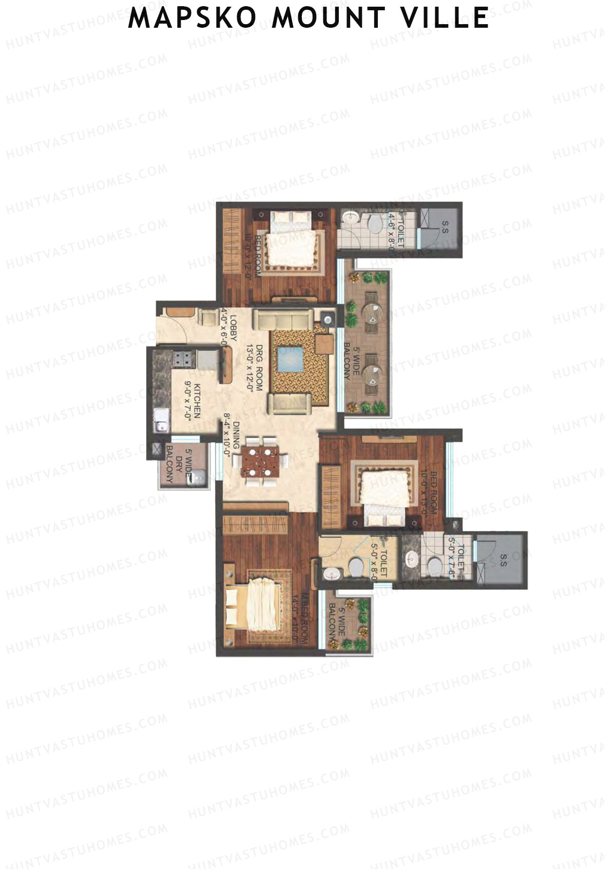 Mapsko Mount Ville Block H Unit 4 (Type 1) Floor Plan