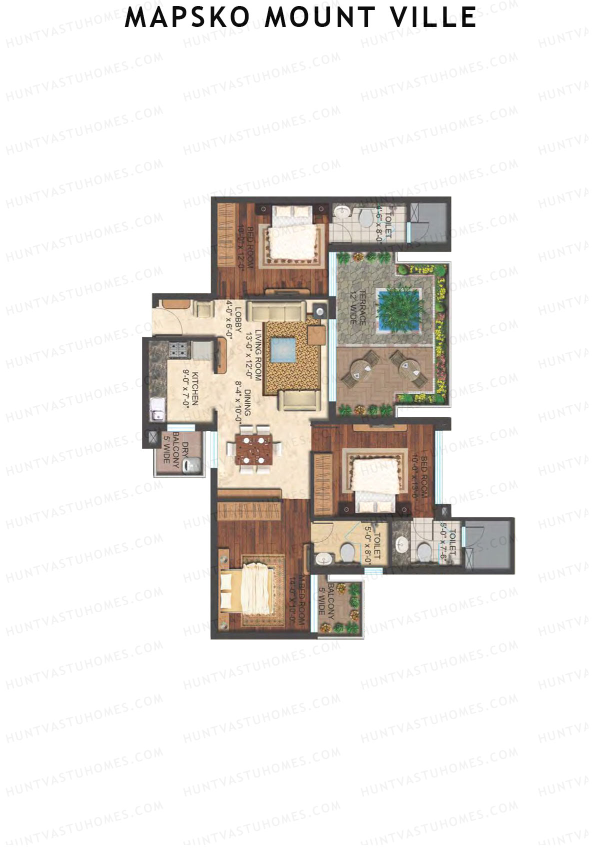 Mapsko Mount Ville Block H Unit 4 (Type 1) Floor Plan