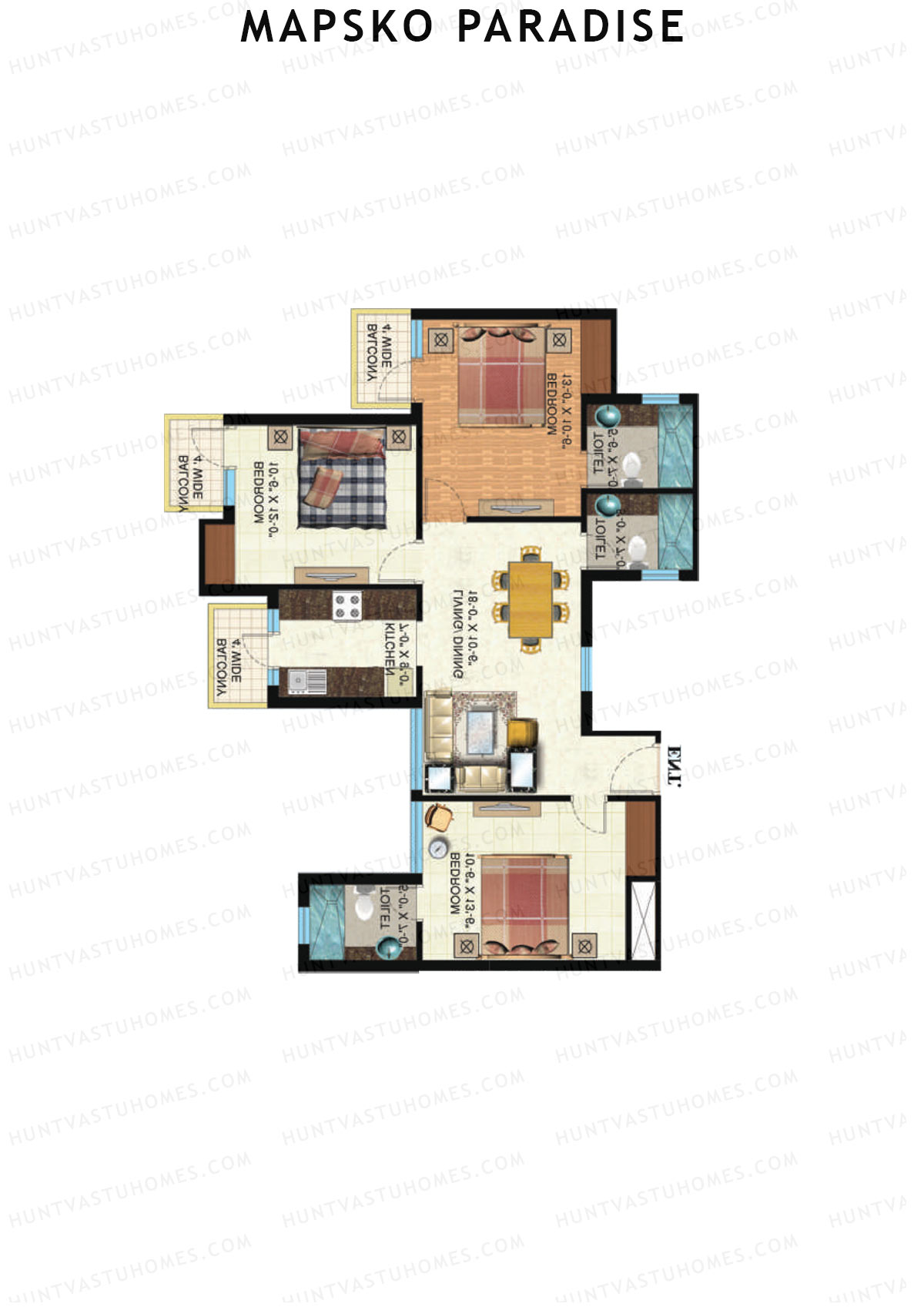 Mapsko Paradise Tower A Unit 2 Floor Plan