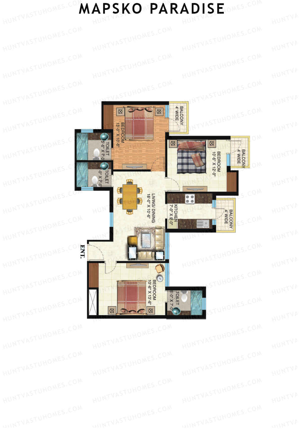 Mapsko Paradise Tower A Unit 3 Floor Plan