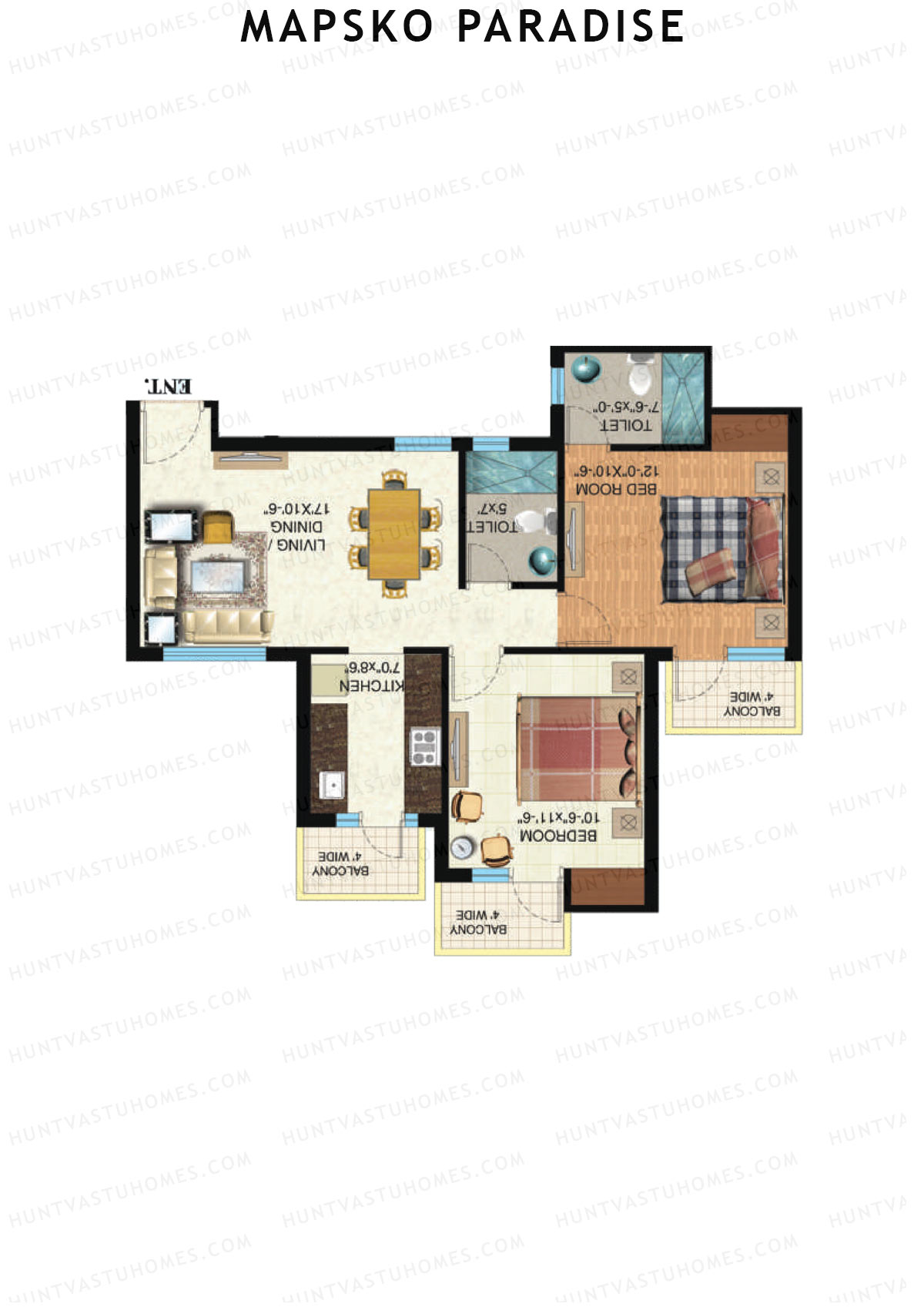 Mapsko Paradise Tower C Unit 3 Floor Plan