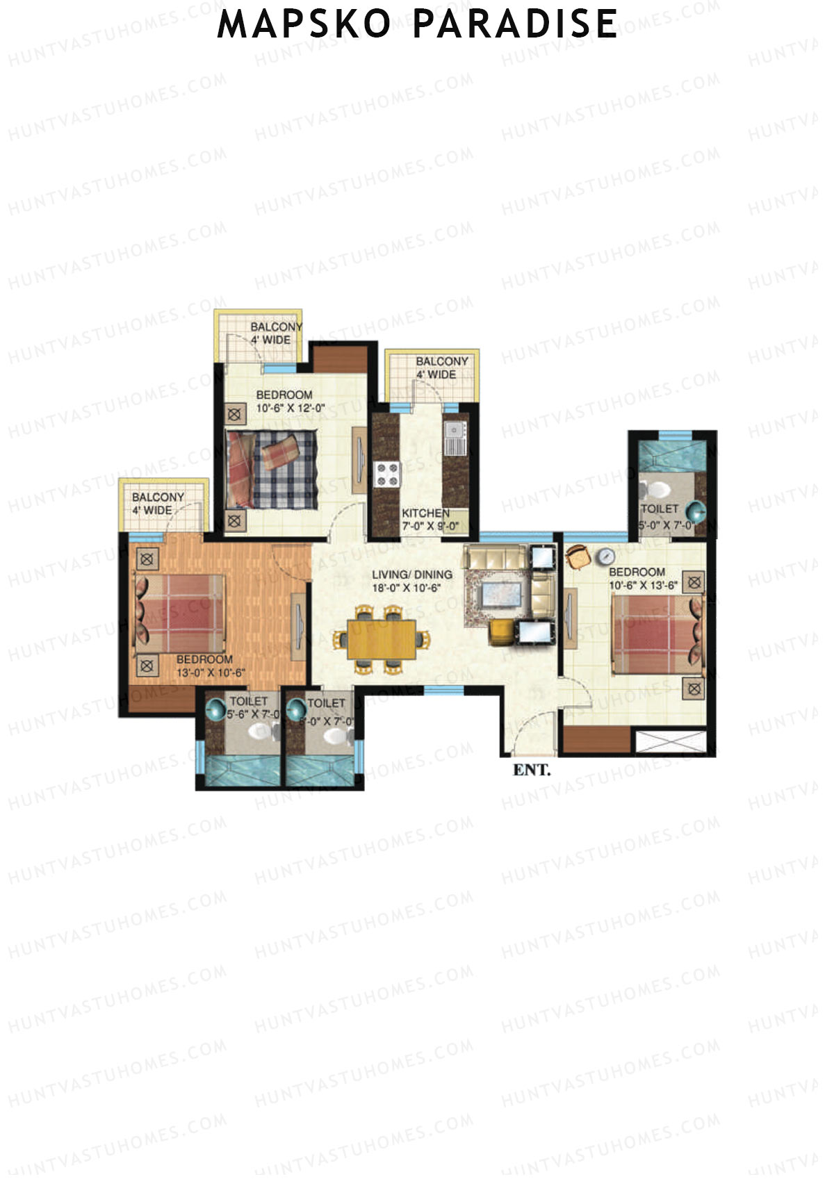 Mapsko Paradise Tower H Unit 1 Floor Plan