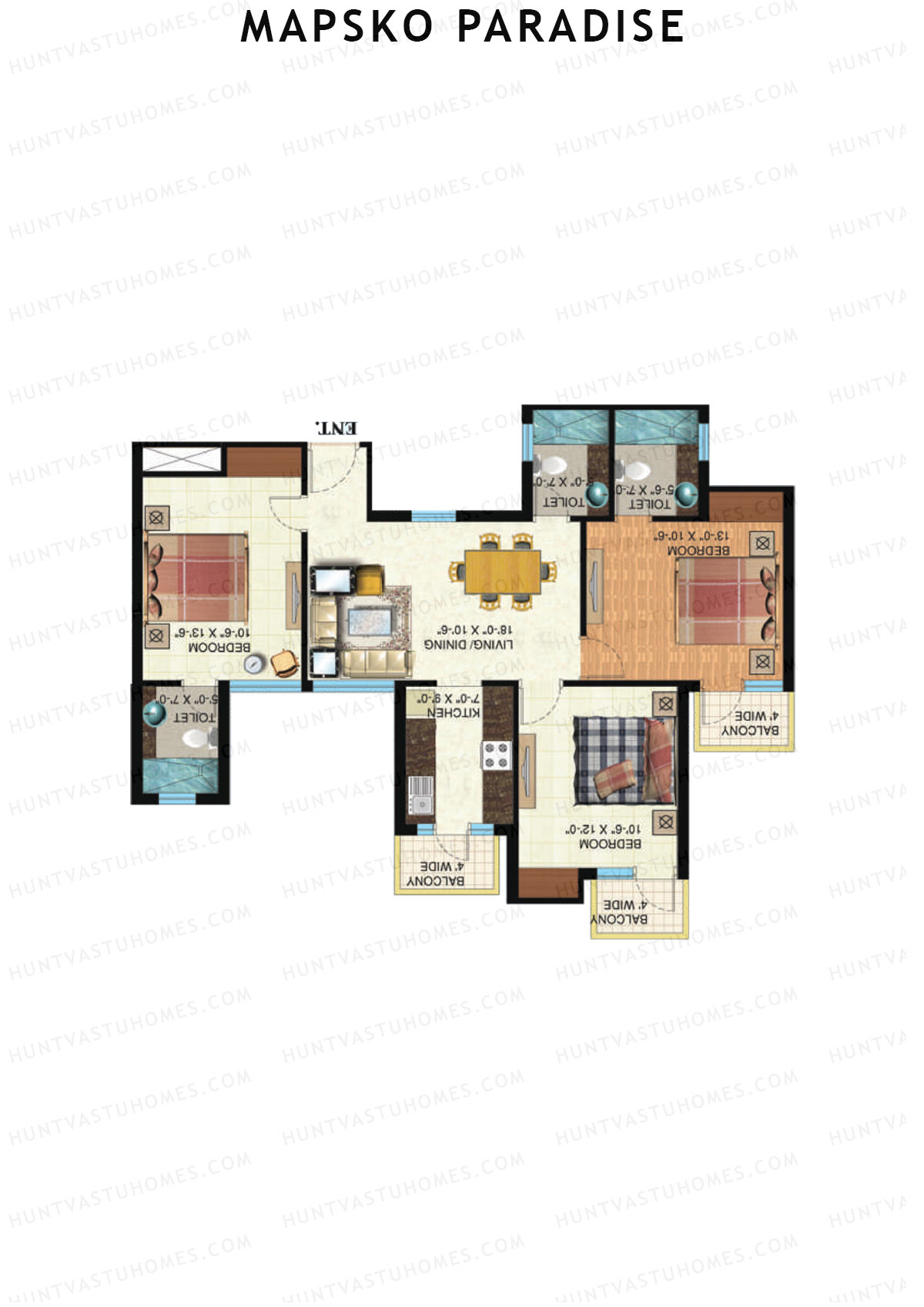 Mapsko Paradise Tower H Unit 3 Floor Plan