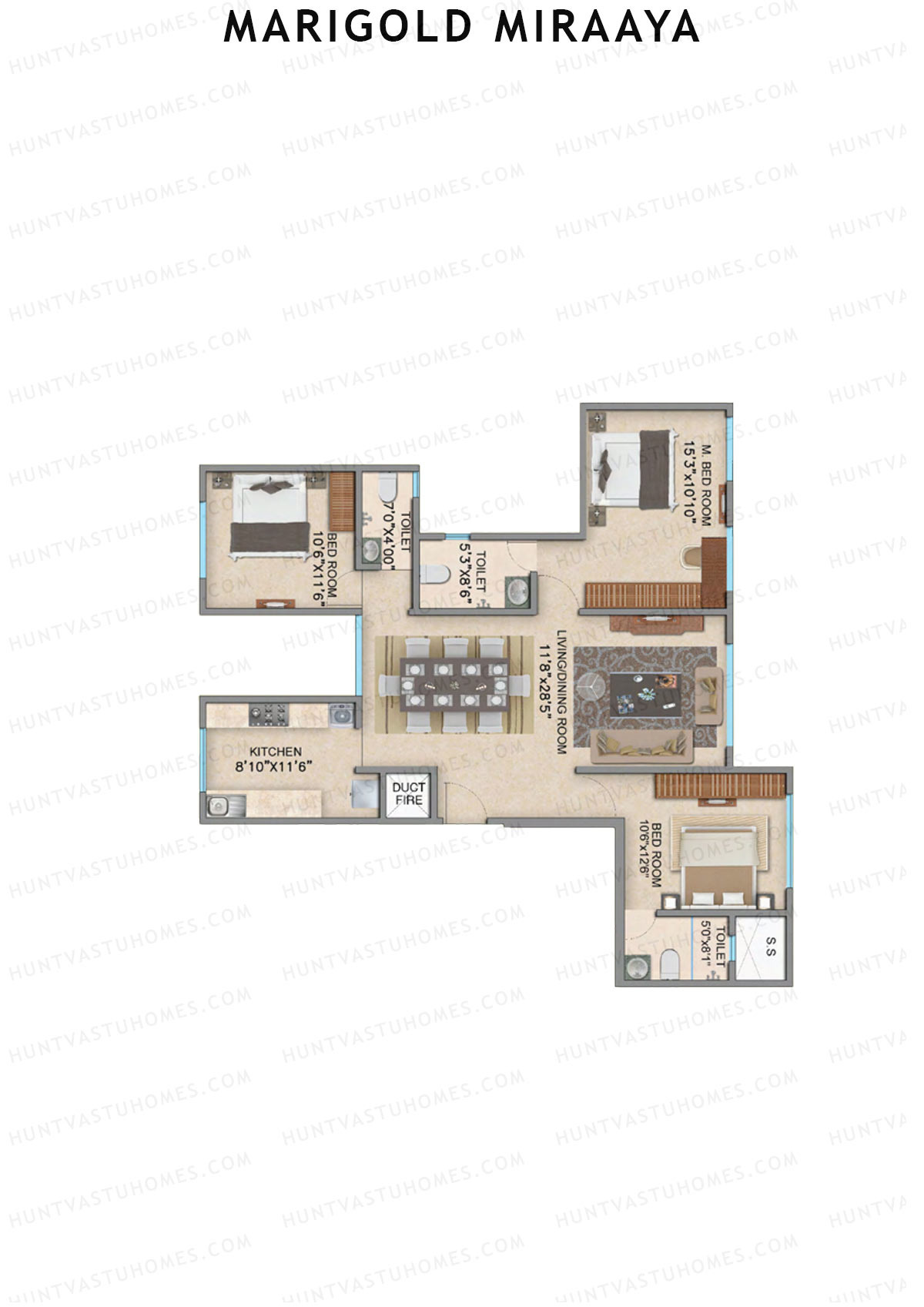 Marigold Miraaya Wing A Unit 1 Floor Plan