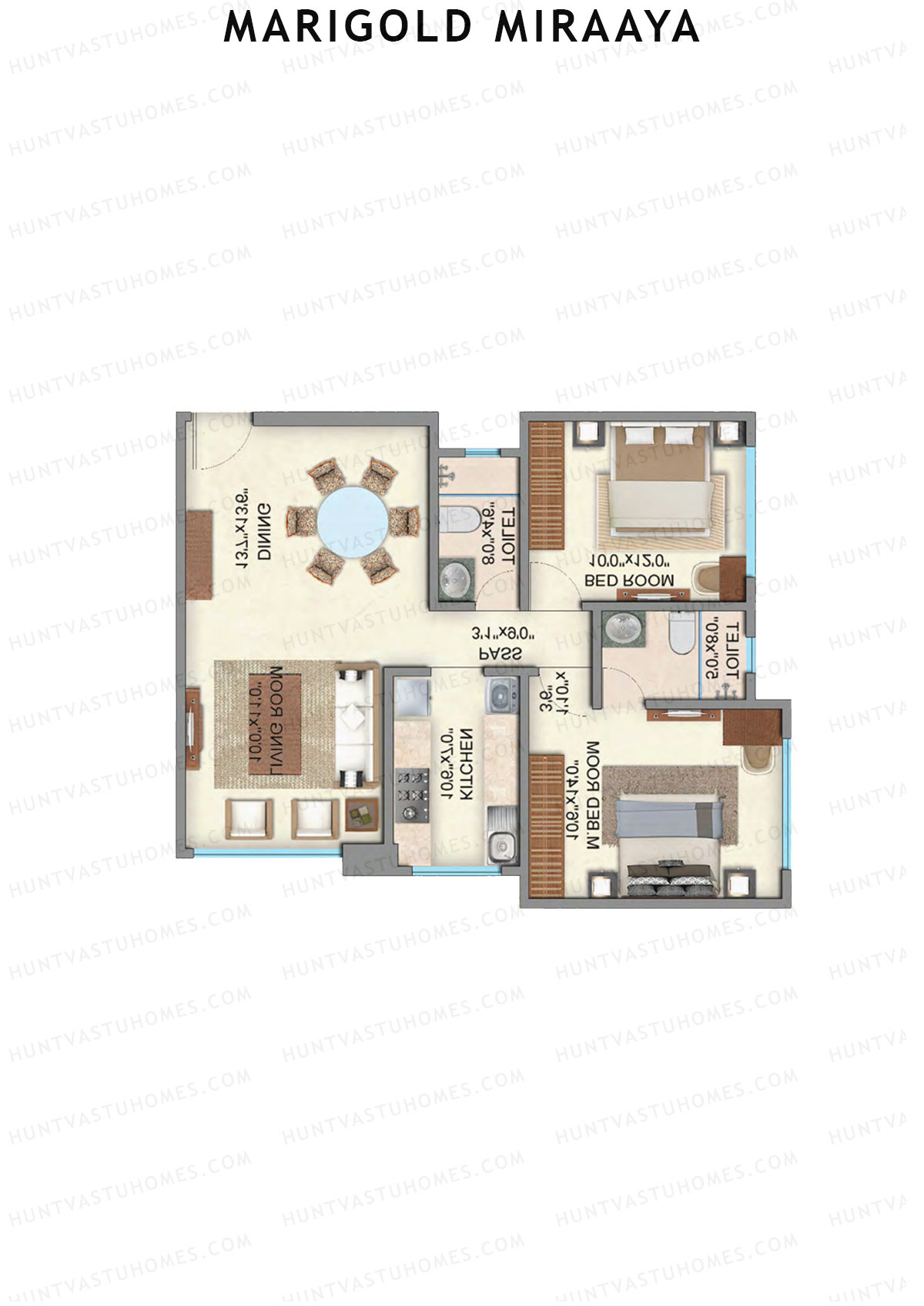 Marigold Miraaya Wing A Unit 2 (Type 1) Floor Plan