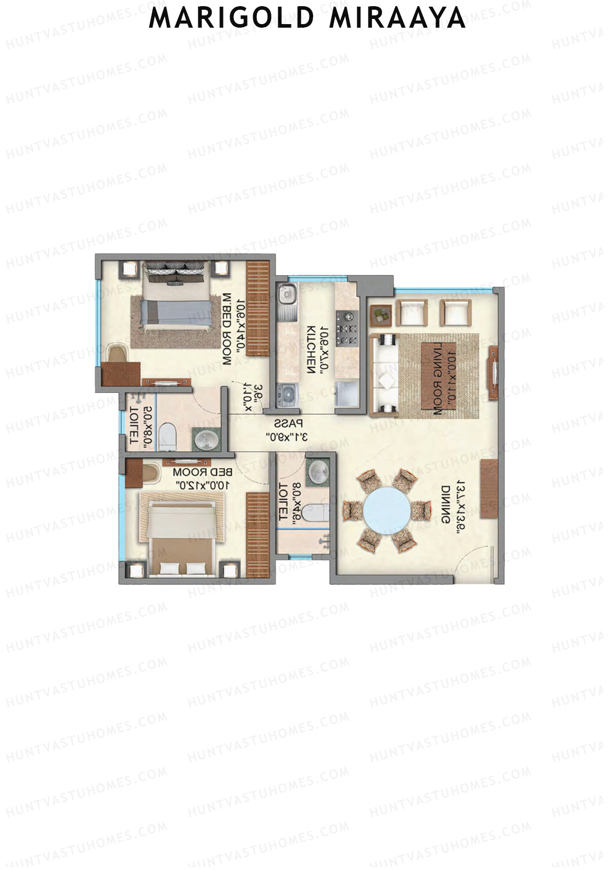Marigold Miraaya Wing B Unit 1 (Type 1) Floor Plan