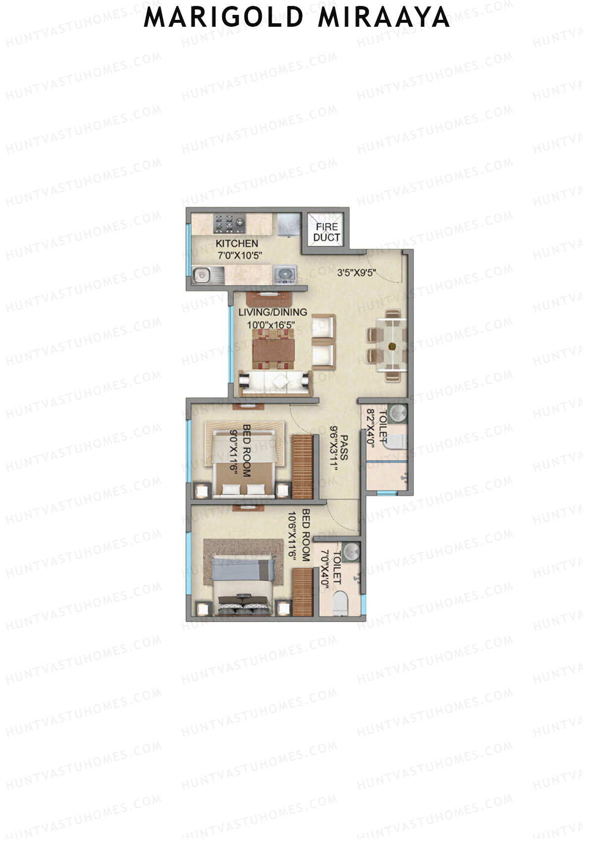Marigold Miraaya Wing B Unit 4 (Type 3) Floor Plan