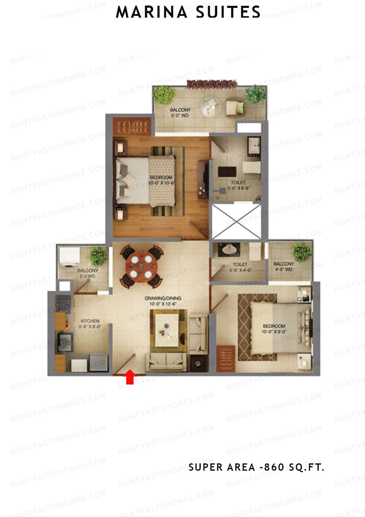 Marina Suites Tower B Unit 2 Floor Plan