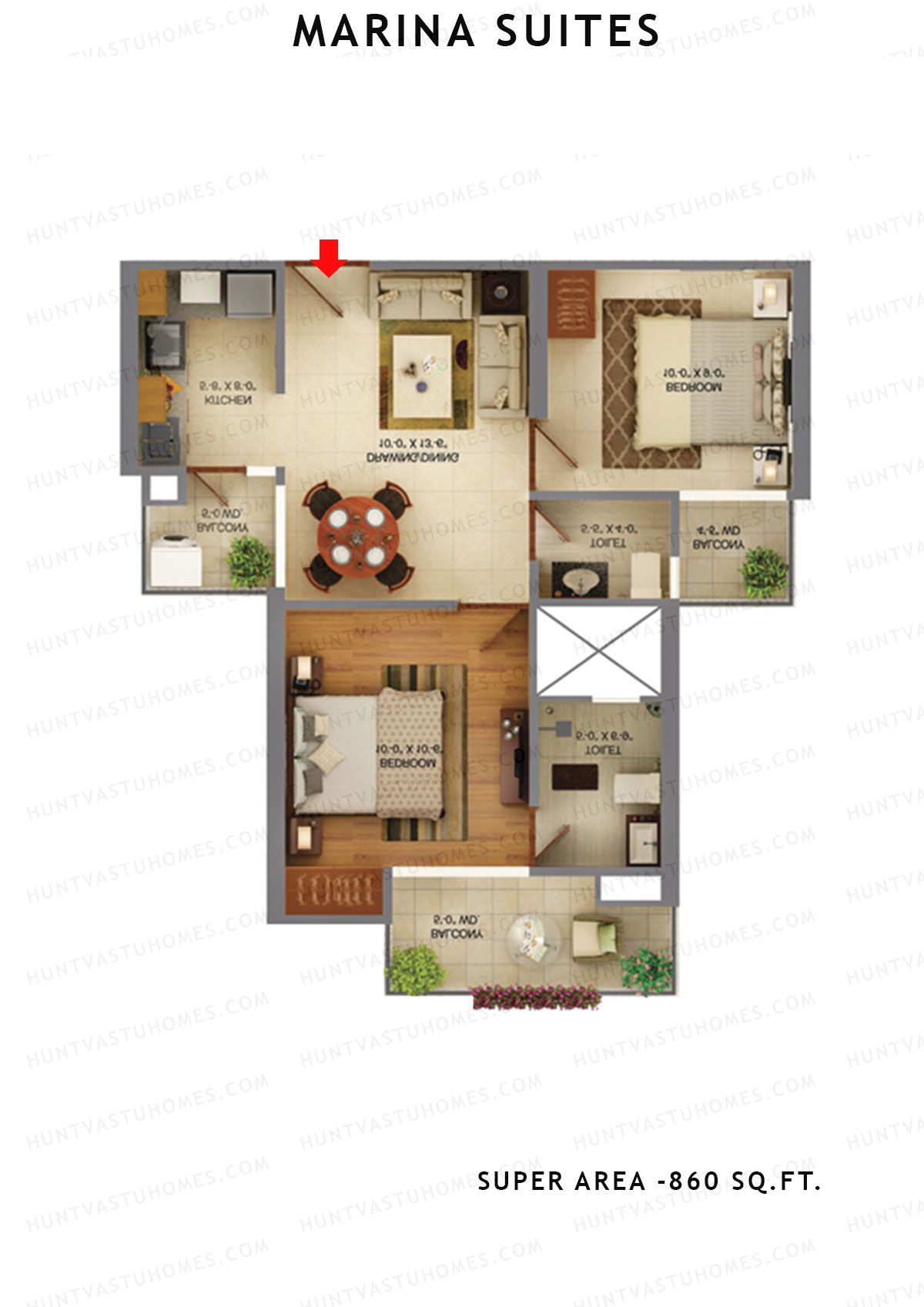 Marina Suites Tower B Unit 3 Floor Plan