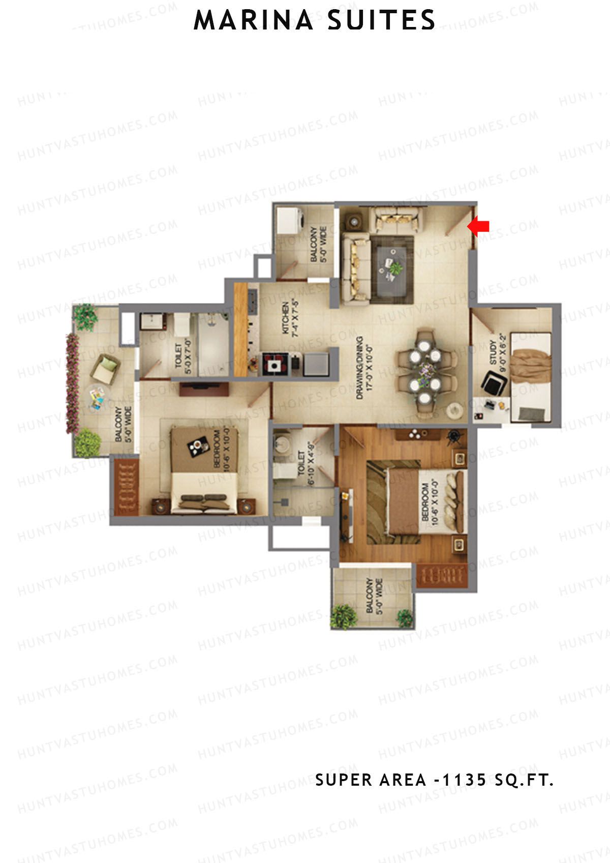 Marina Suites Tower B Unit 6 Floor Plan
