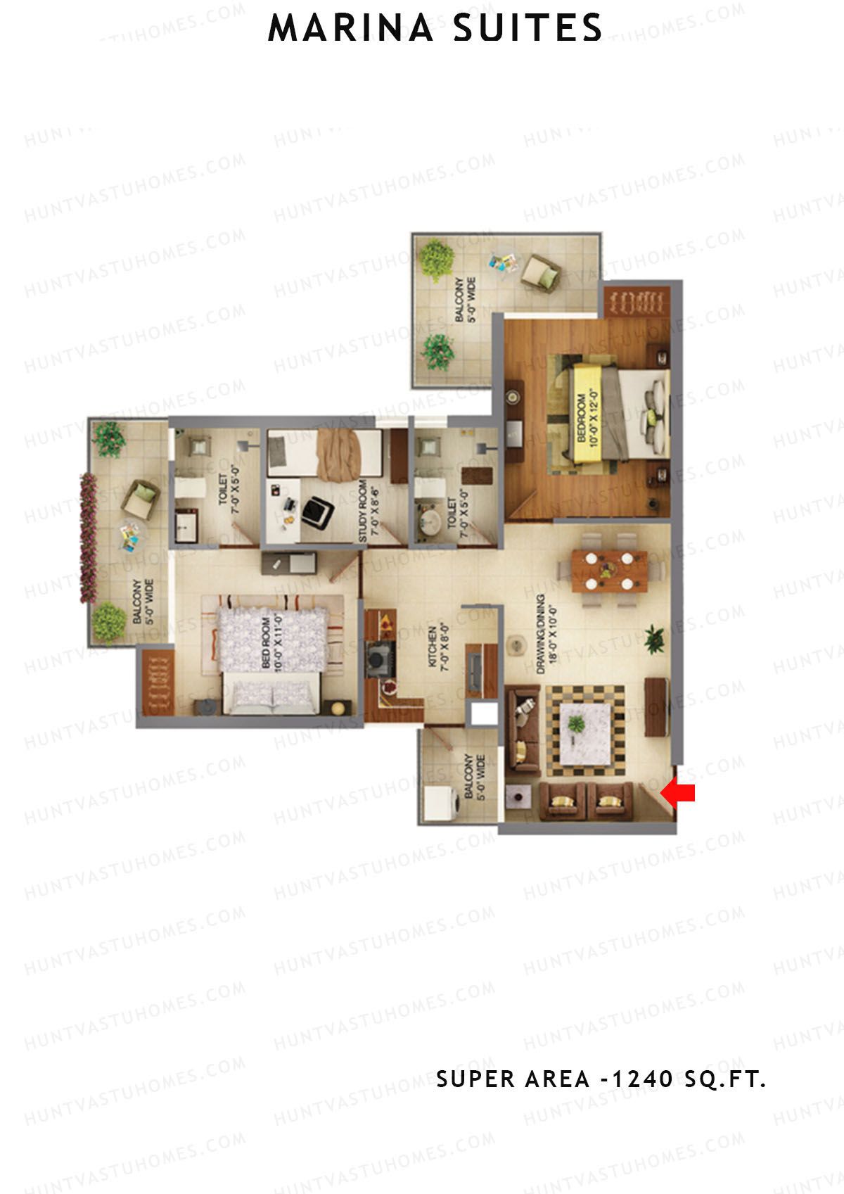 Marina Suites Tower C Unit 1 Floor Plan