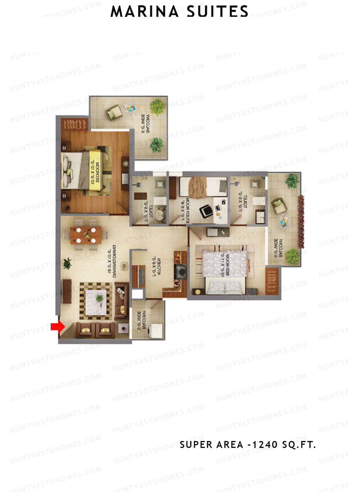 Marina Suites Tower C Unit 2 Floor Plan
