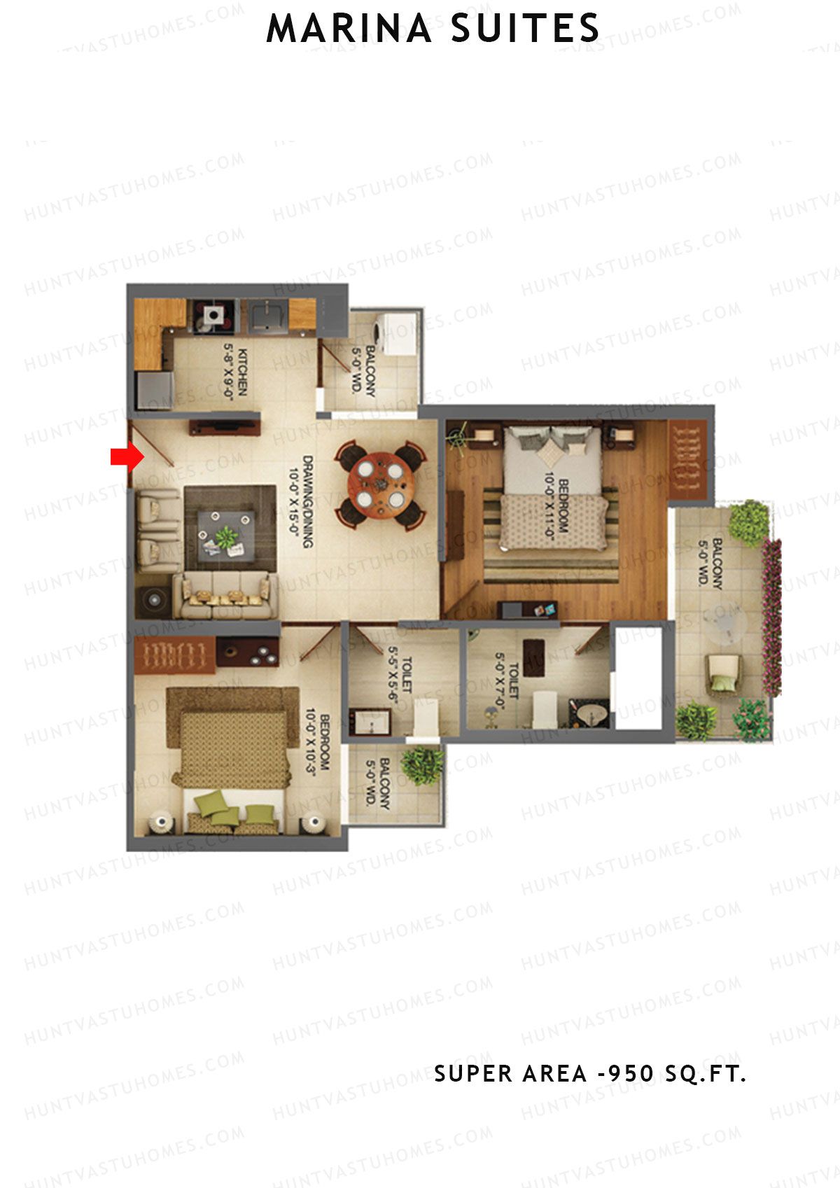 Marina Suites Tower C Unit 3 Floor Plan
