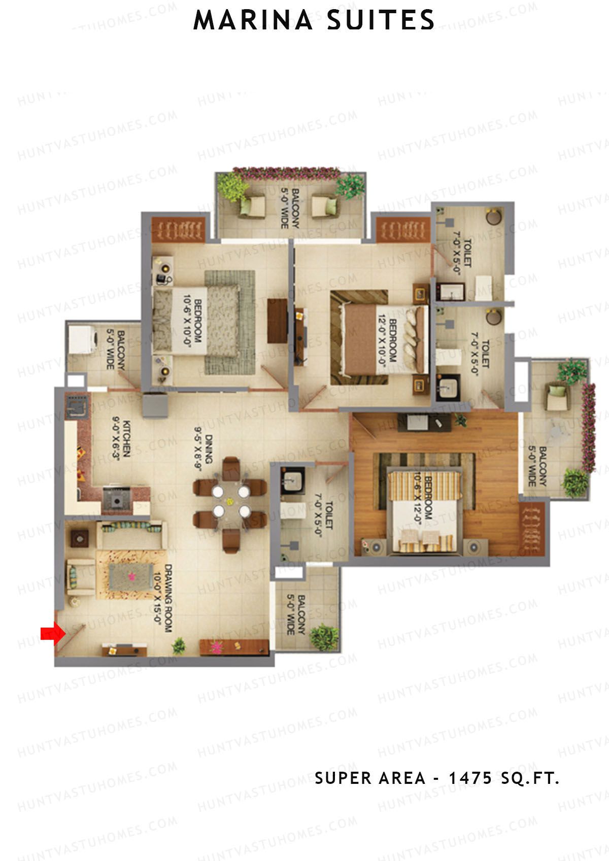 Marina Suites Tower A Unit 1 Floor Plan
