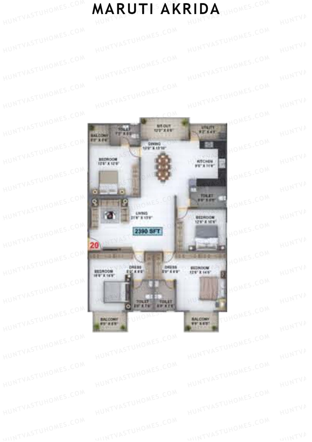 Maruti Akrida Block A Unit 20 Floor Plan