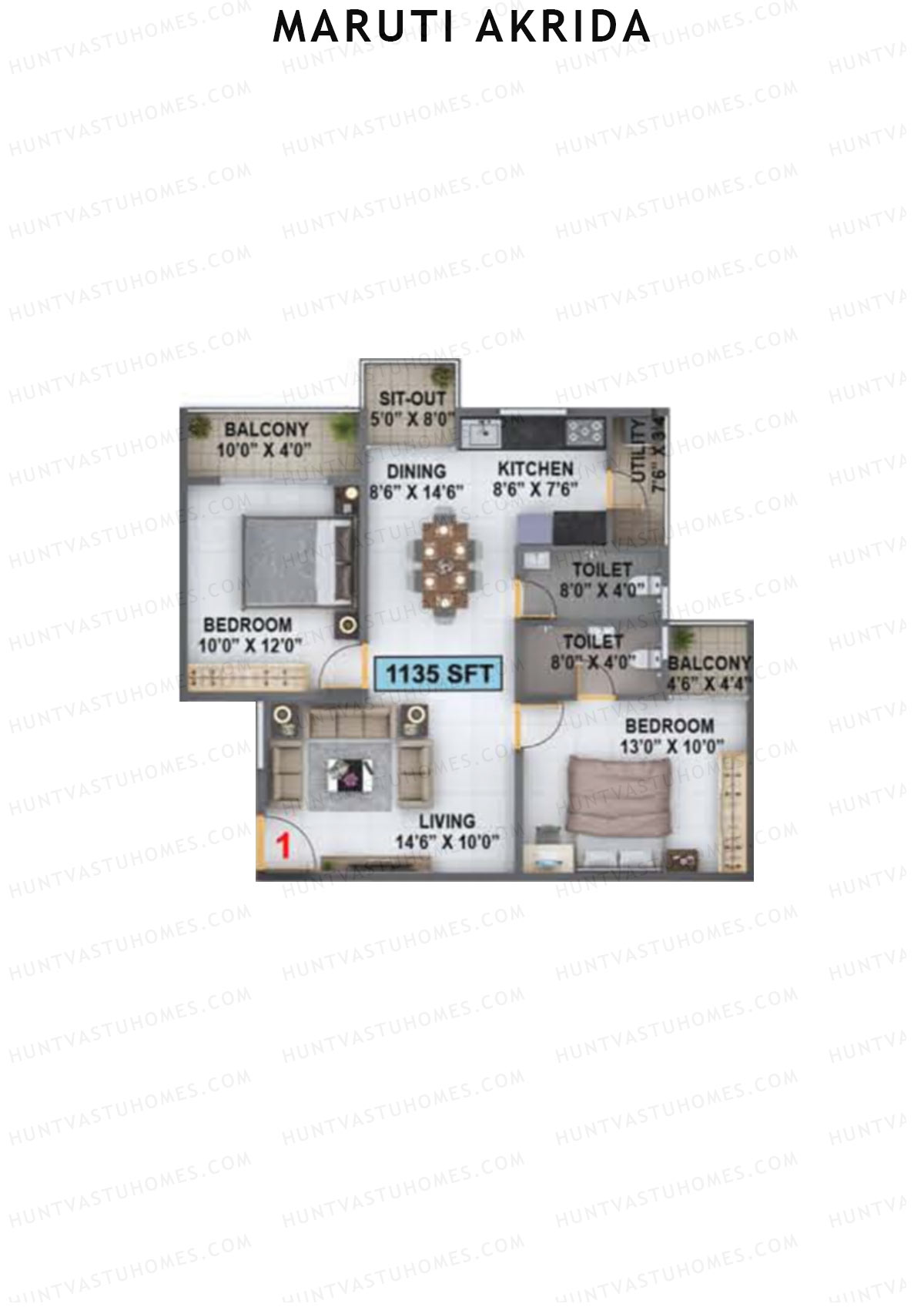 Maruti Akrida Block C Unit 1 Floor Plan