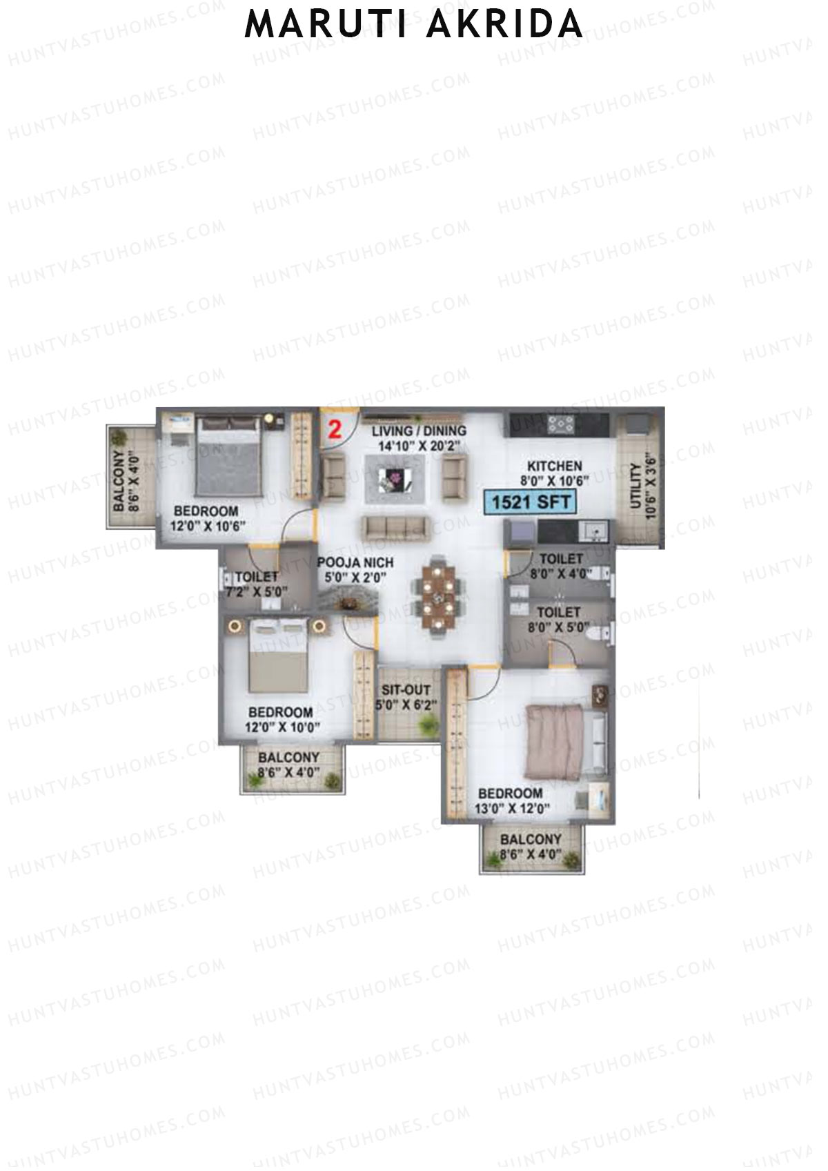 Maruti Akrida Block C Unit 2 Floor Plan