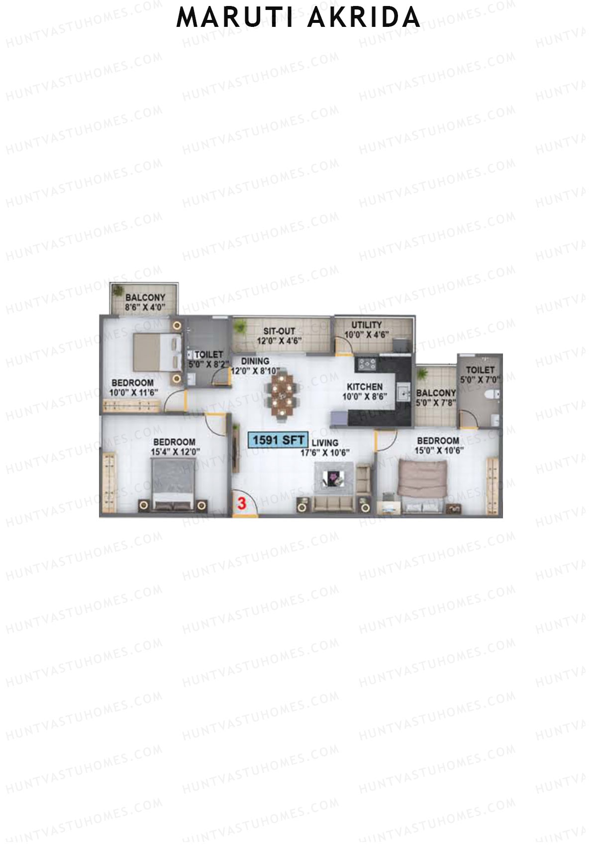 Maruti Akrida Block C Unit 3 Floor Plan