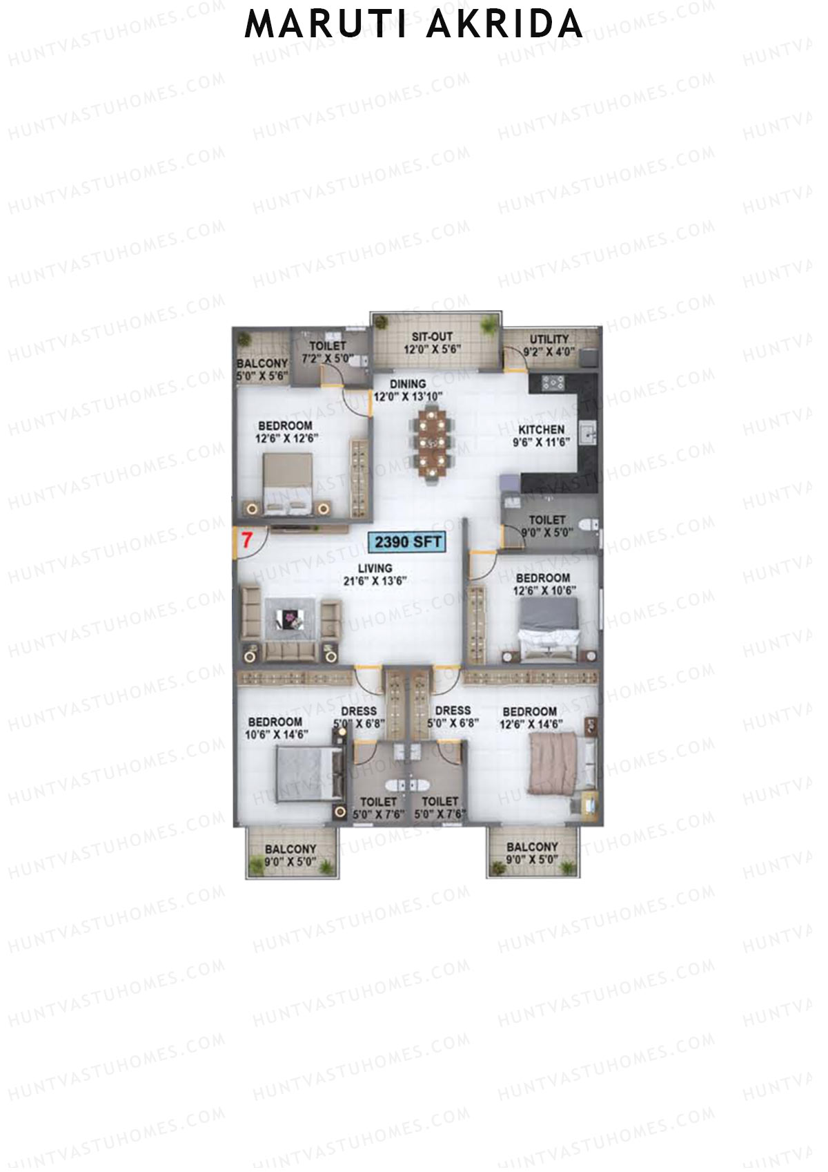 Maruti Akrida Block C Unit 7 Floor Plan