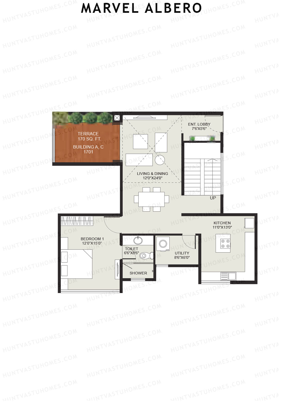 Marvel Albero Tower C Unit 1 TYPE PH FL1(Penthouse) Floor Plan