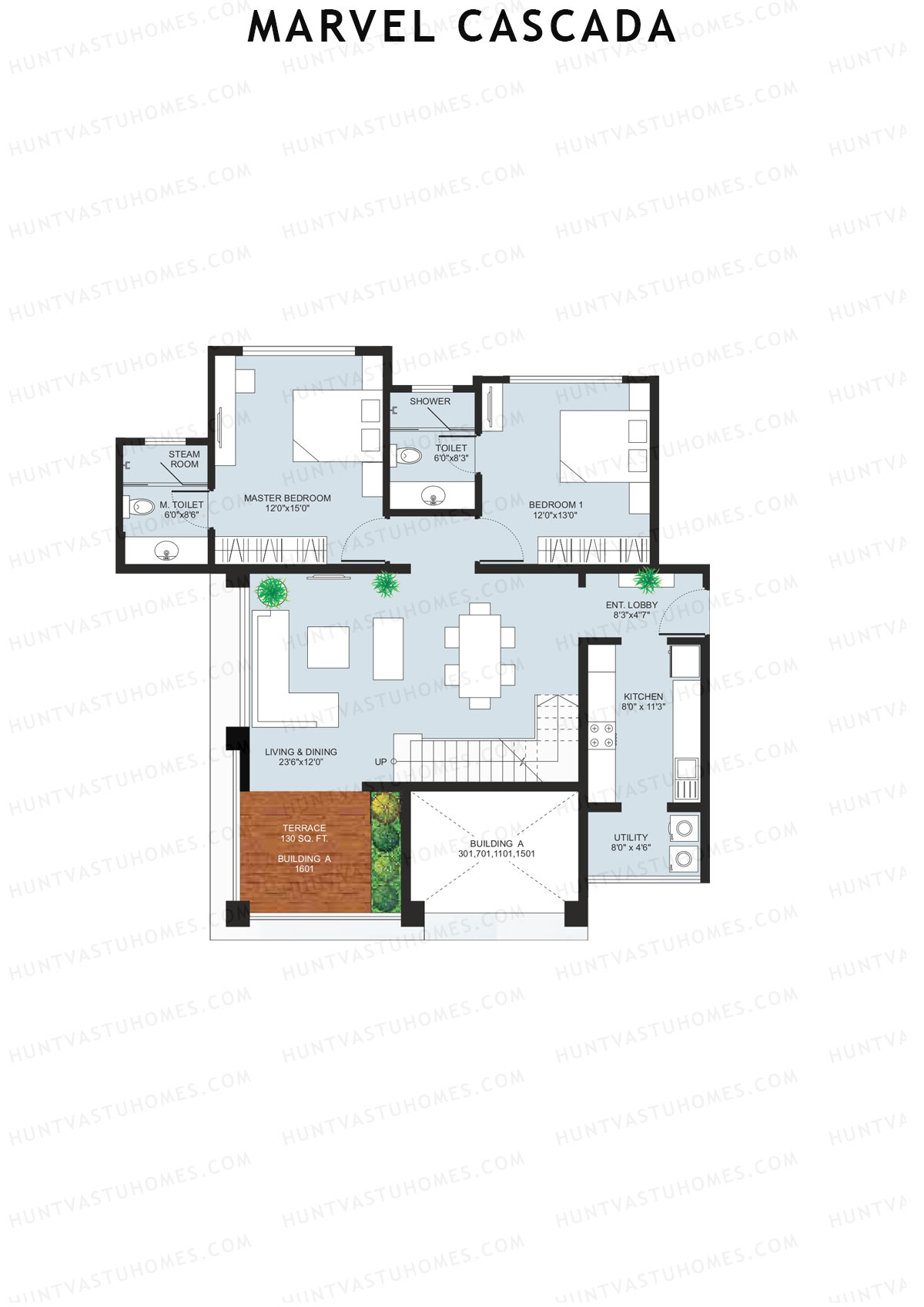 Marvel Cascada, Tower A, Unit 1 (Penthouse), 2BHK, Super Area 1910   sq ft 