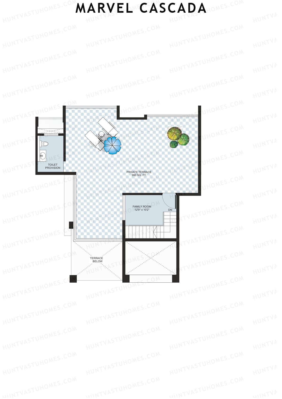 Marvel Cascada, Tower A, Unit 1 (Penthouse), 2BHK, Super Area 1910   sq ft 