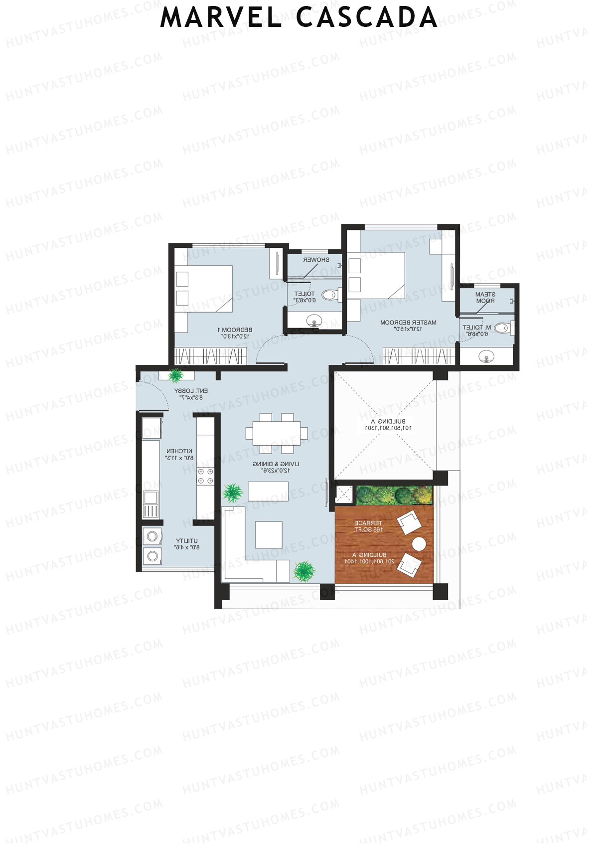 Marvel Cascada, Tower A, Unit 2, 2BHK, Super Area 1370   sq ft 