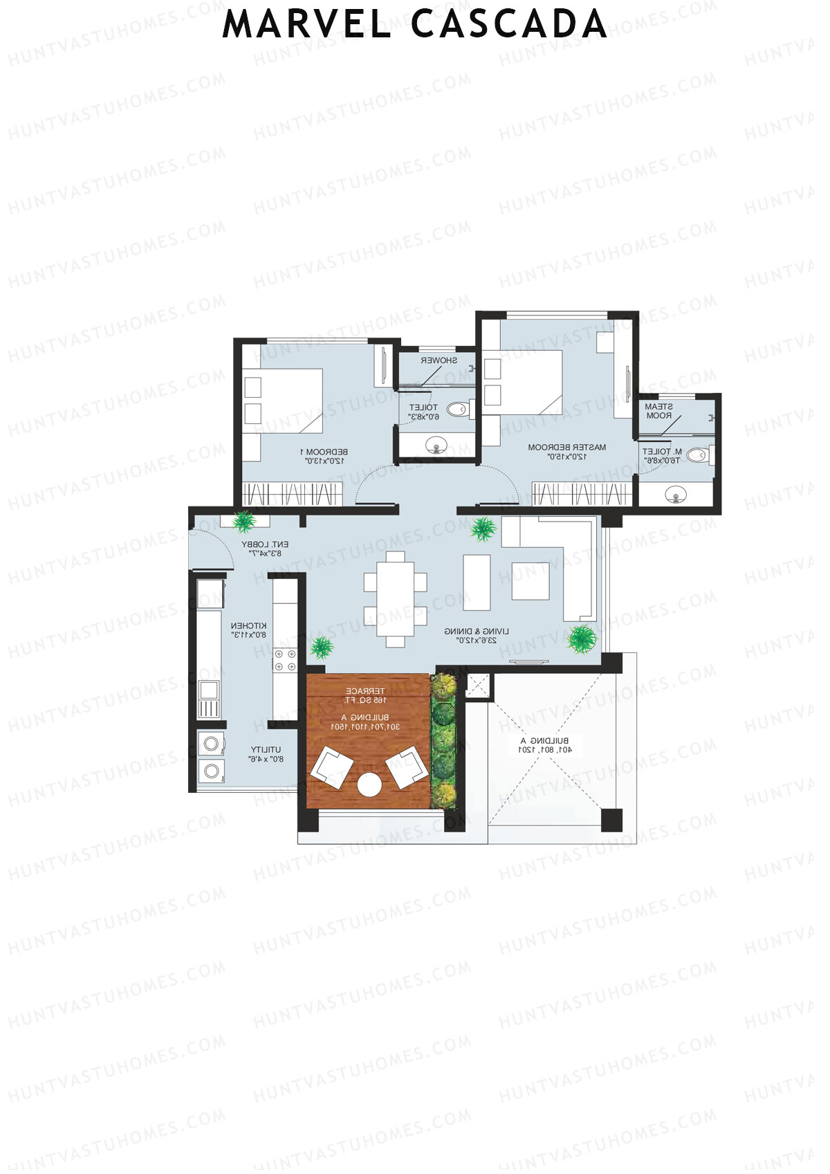 Marvel Cascada, Tower A, Unit 2, 2BHK, Super Area 1370   sq ft 