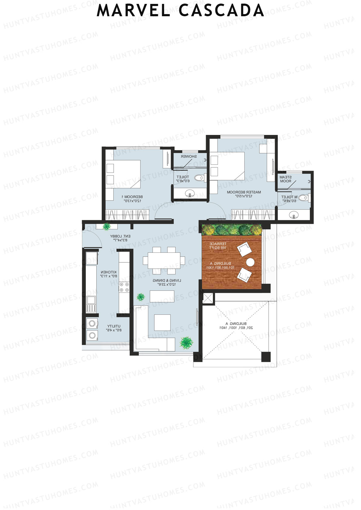 Marvel Cascada, Tower A, Unit 2, 2BHK, Super Area 1370   sq ft 