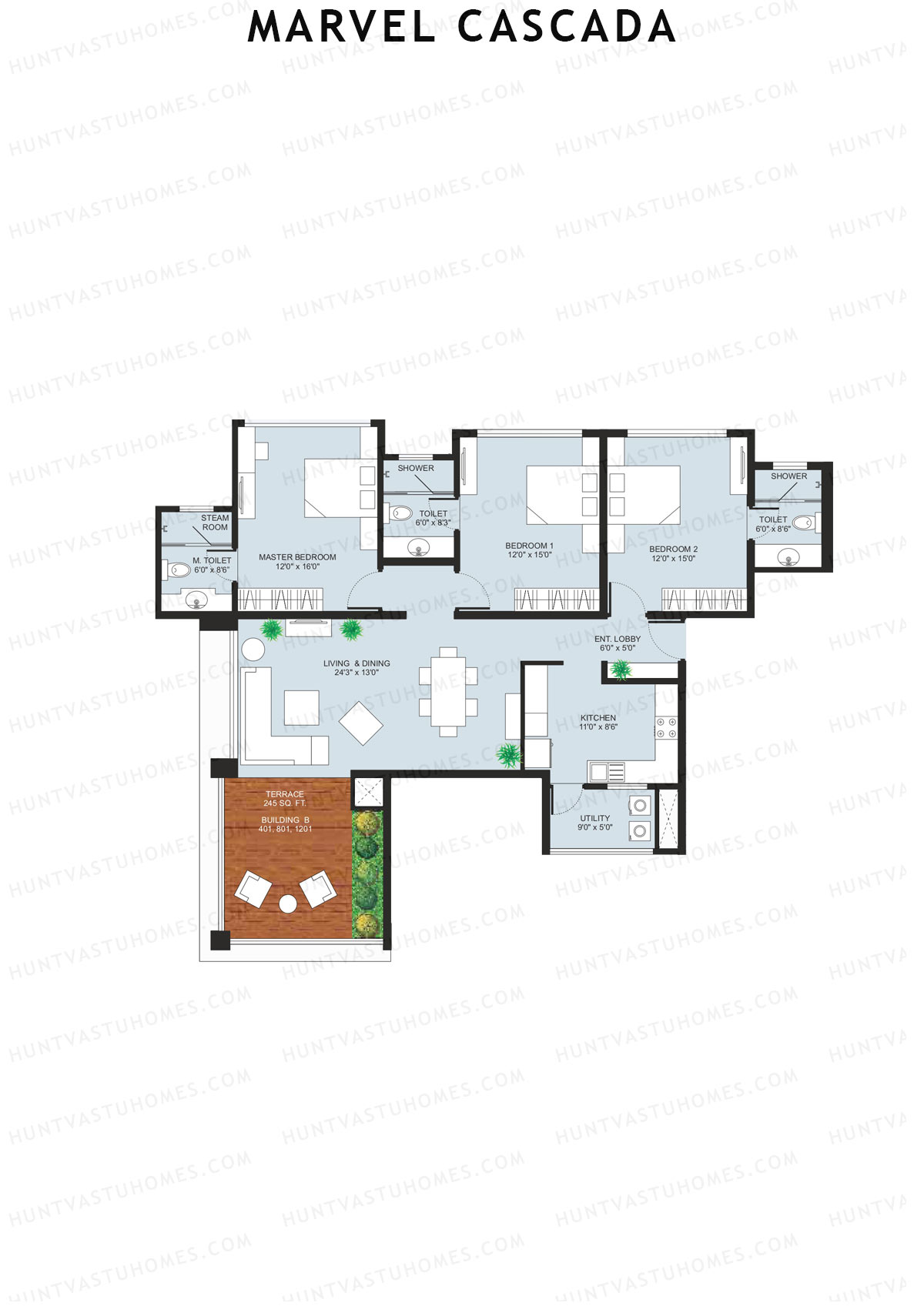 Marvel Cascada, Tower B, Unit 1, 3BHK, Super Area 1920   sq ft 