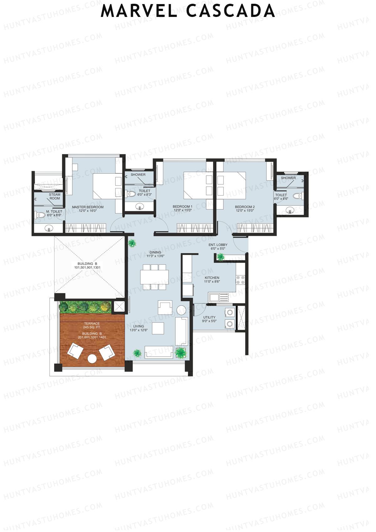 Marvel Cascada, Tower B, Unit 1, 3BHK, Super Area 1920   sq ft 