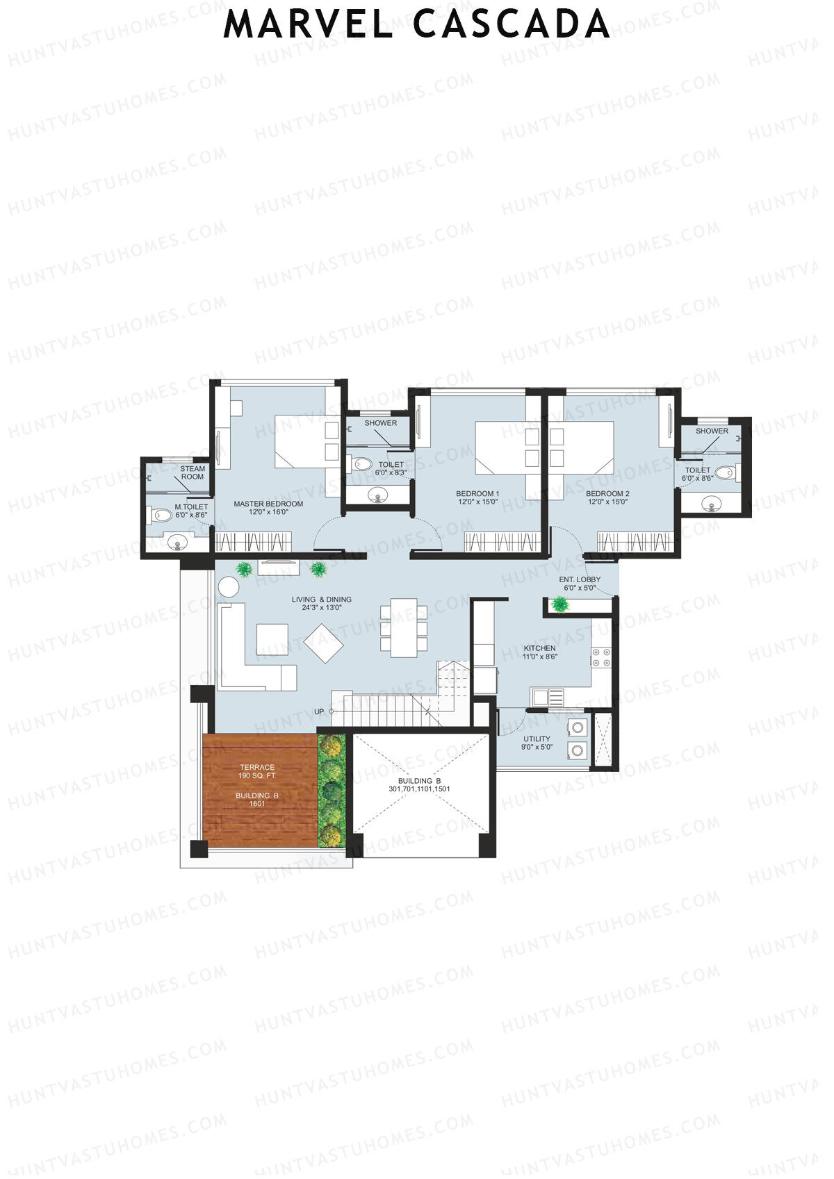 Marvel Cascada, Tower B, Unit 1 (Penthouse), 3BHK, Super Area 2570   sq ft 