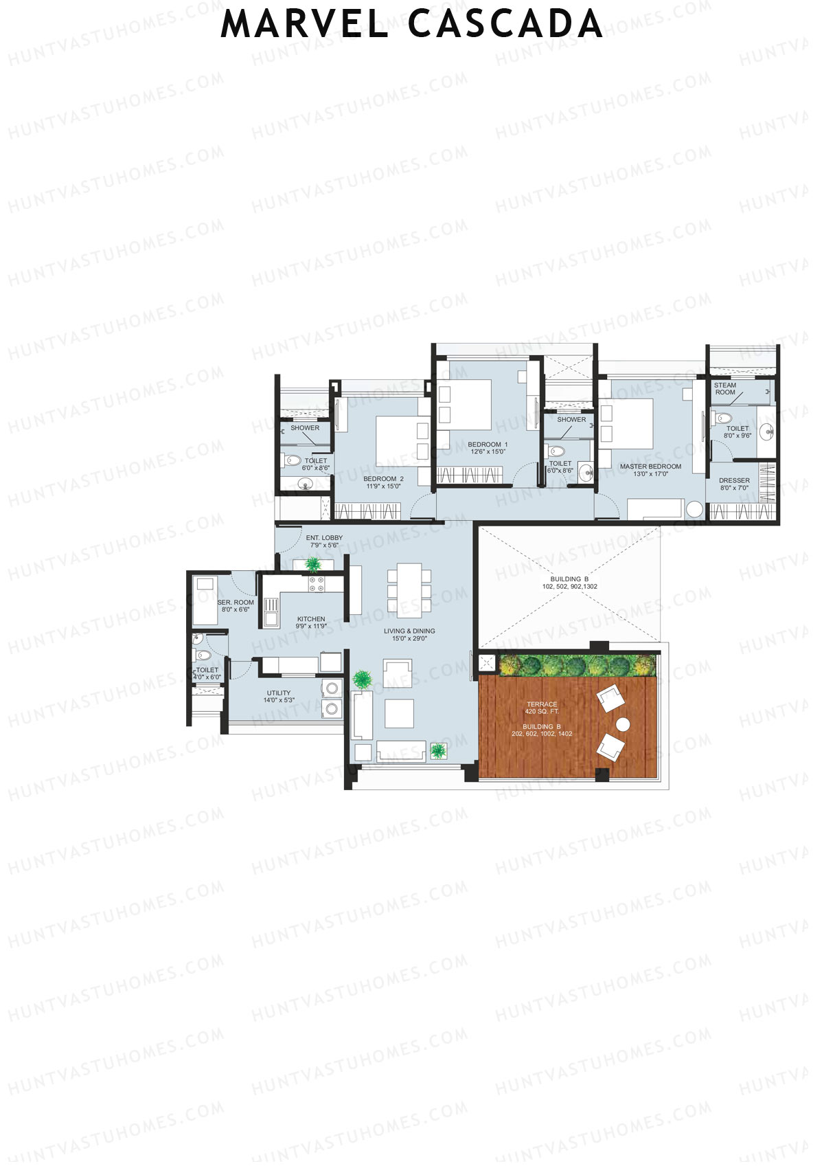 Marvel Cascada, Tower B, Unit 2, 3BHK, Super Area 2610   sq ft 