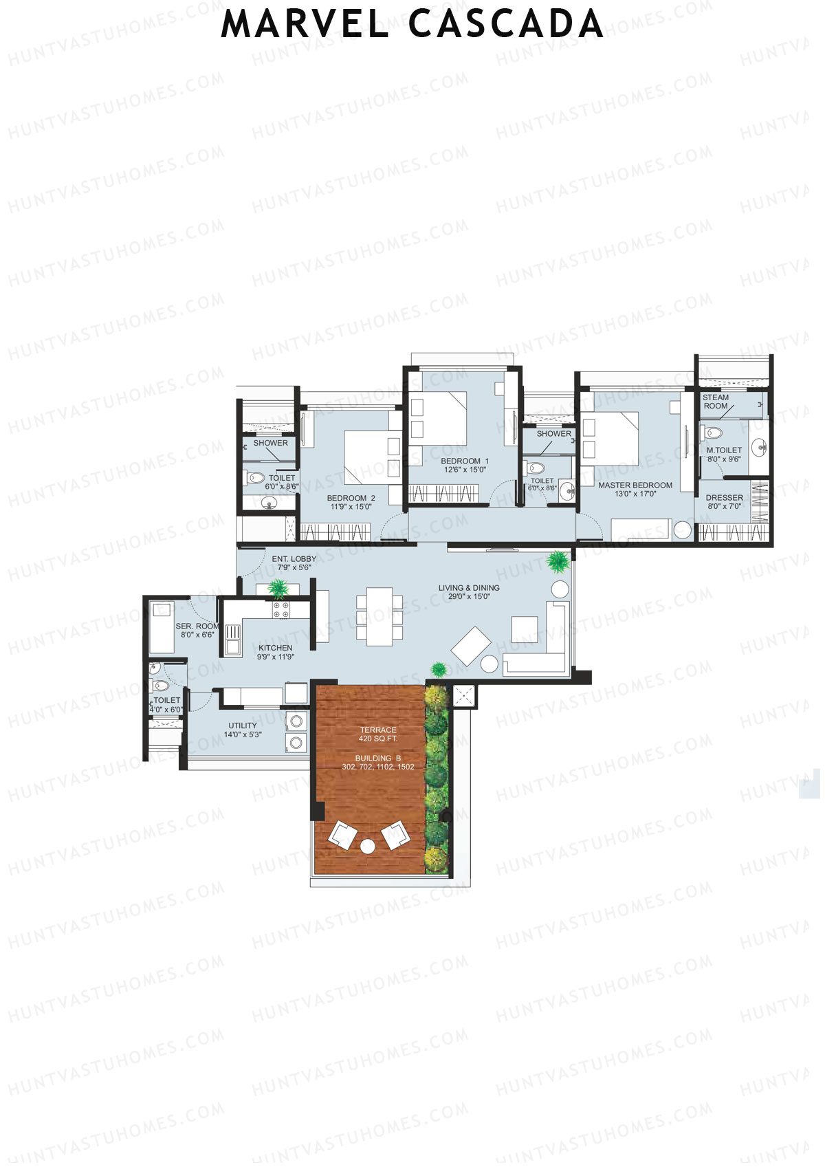 Marvel Cascada, Tower B, Unit 2, 3BHK, Super Area 2610   sq ft 