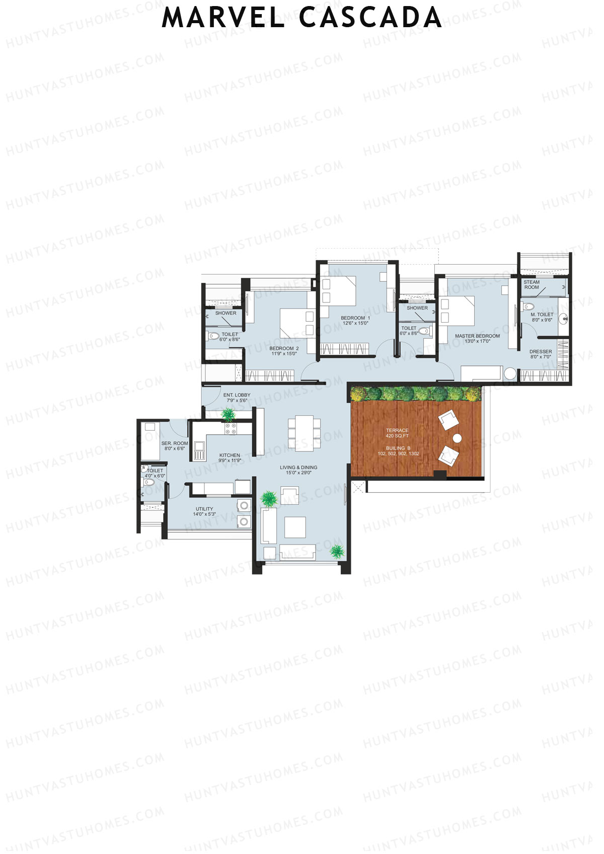 Marvel Cascada, Tower B, Unit 2, 3BHK, Super Area 2610   sq ft 