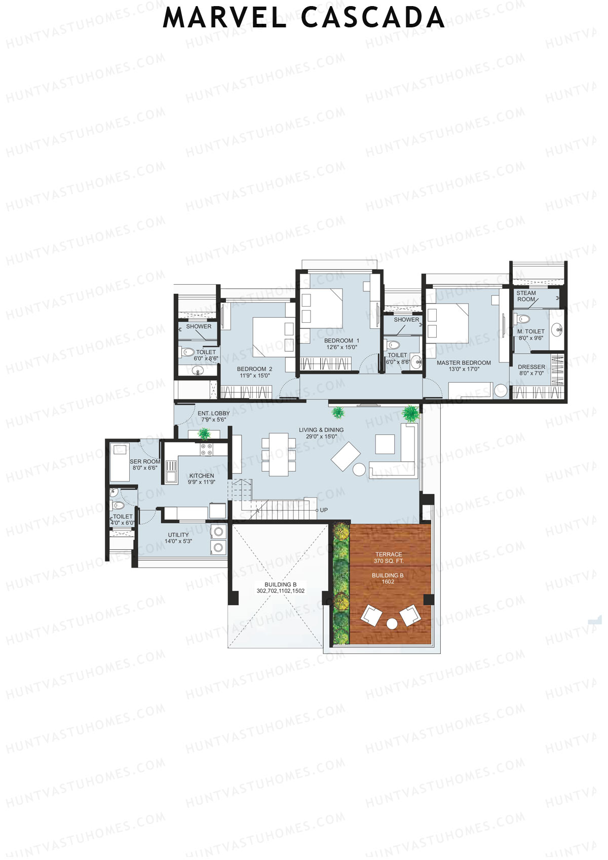 Marvel Cascada, Tower B, Unit 2 (Penthouse), 3BHK, Super Area 3490   sq ft 